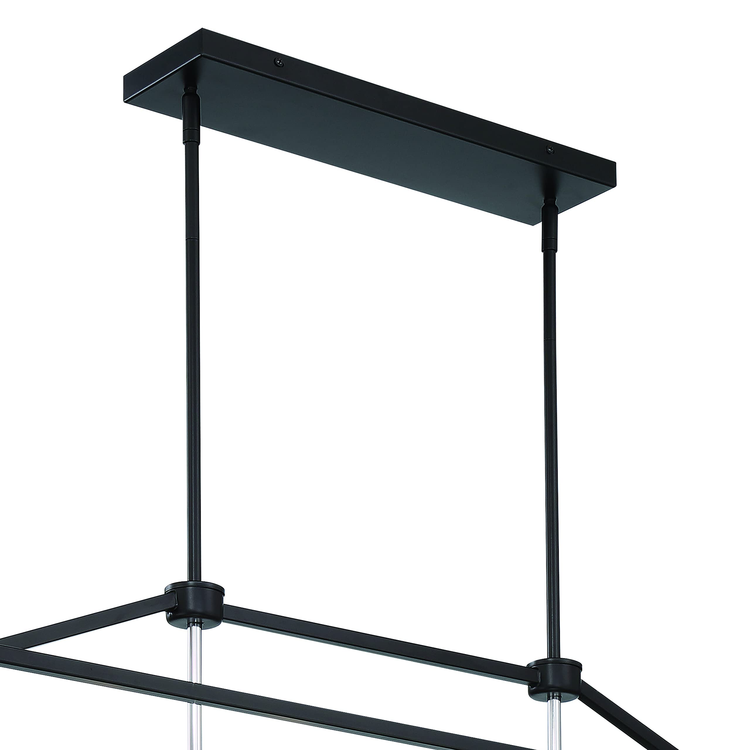Vanity Art 6-Light Modern Farmhouse Linear Pendant Chandelier - Classic Black & Chrome Kitchen Island Lighting for Dining Table, Living Room | Durable Hanging Light Fixture for Home & Restaurant Decor