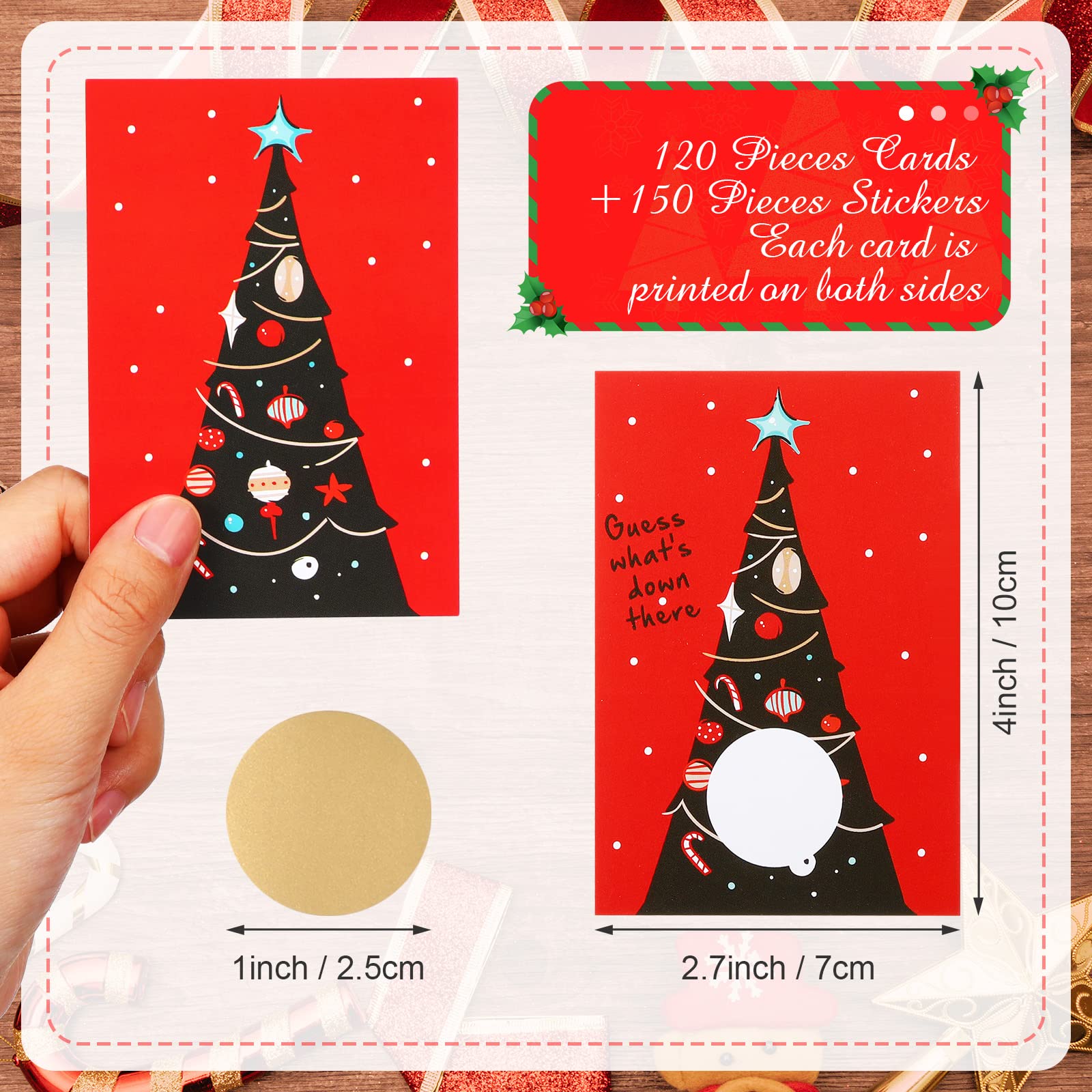 270-Piece Christmas Scratch Off Cards Set - 120 DIY Holiday Present Cards & 150 Scratch Off Stickers - Xmas Party Games, Lottery Cards & Festive Activities for Family Gatherings, Office Parties & Classroom Fun