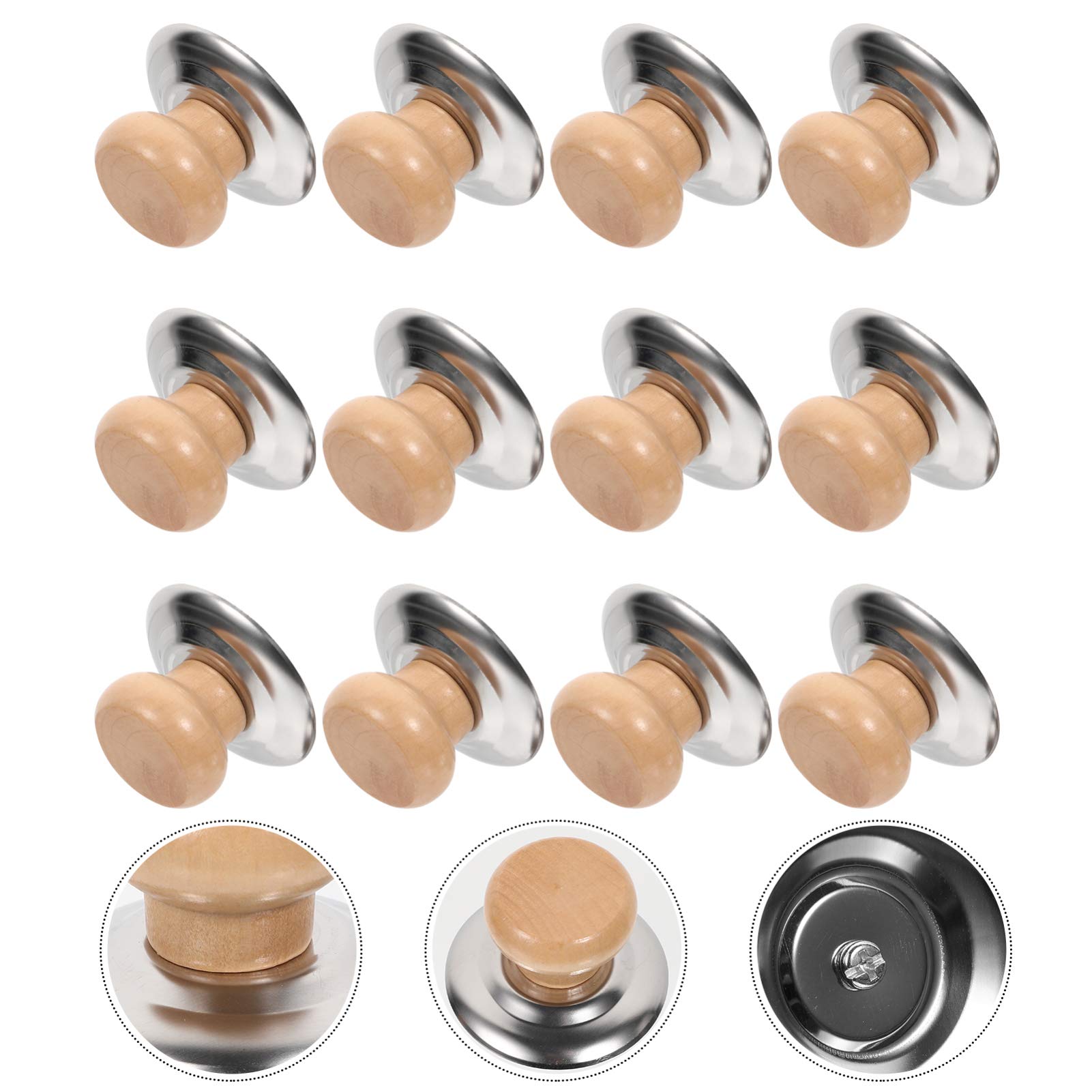 12pcs Universal Wooden Pot Lid Knobs - Solid Wood Cookware Handles for Saucepan, Glass & Stove Top Covers - Kitchen Accessories for Secure & Easy Grip While Cooking