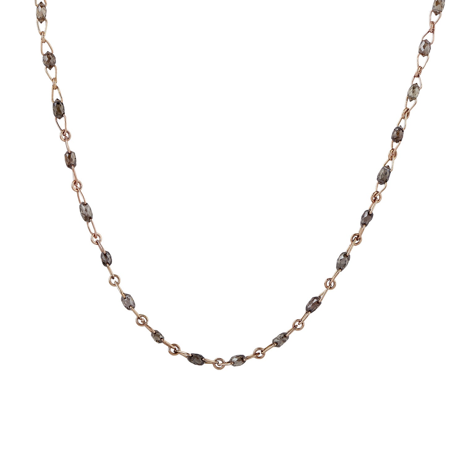 18K Rose Gold Faceted Ice Diamond Beads Princess Necklace - Elegant Jewelry for Weddings, Parties & Special Occasions