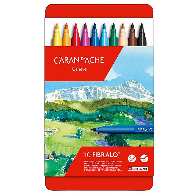 Caran d'Ache Fibralo Fiber Tip Pens - Set of 10 Premium Artist Markers for Sketching, Drawing & Calligraphy - Perfect for Artists, Students & Professionals