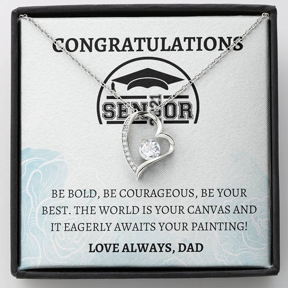 Personalized Graduation Jewelry Gift for Women - Engraved Forever Love Necklace, Class of 2021 Senior Gift, Unique Congratulations Grad Present for Her - Perfect for Graduation Ceremonies, Parties & Special Occasions