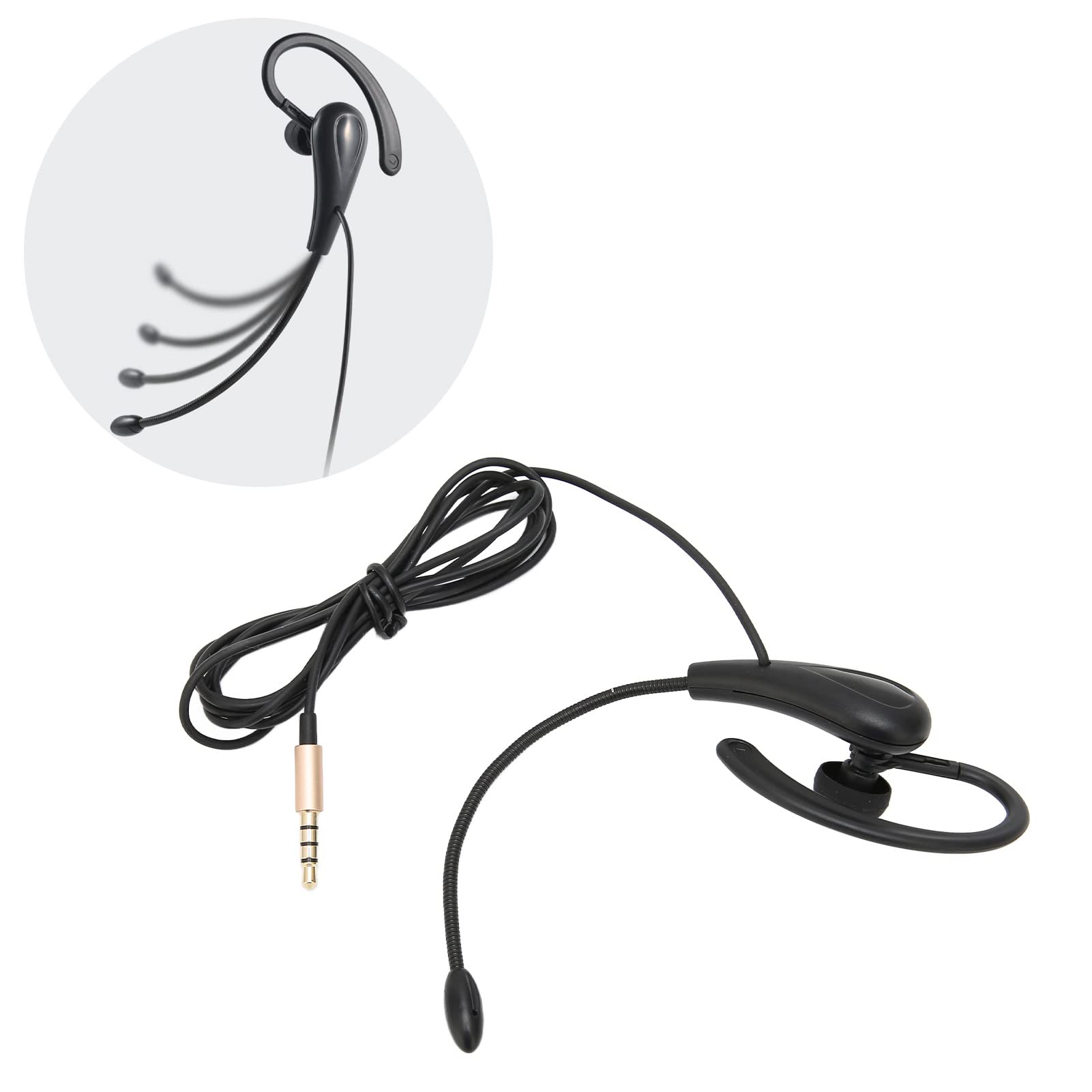 Professional Call Center Headset with Microphone - 3.5mm Single Ear Headphone for Customer Service, Laptops & Mobile Phones - Comfortable Ear Hook Design for Long Work Hours - Perfect for Office, Remote Work & Telemarketing