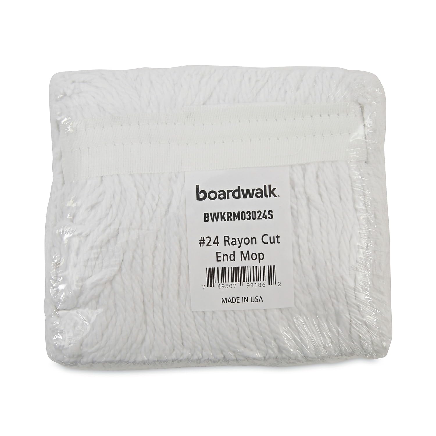 Boardwalk® Banded Rayon Cut-End Mop Heads BWK RM03024S - Heavy-Duty Cleaning for Floors, Garages & Workshops - Commercial & Home Use