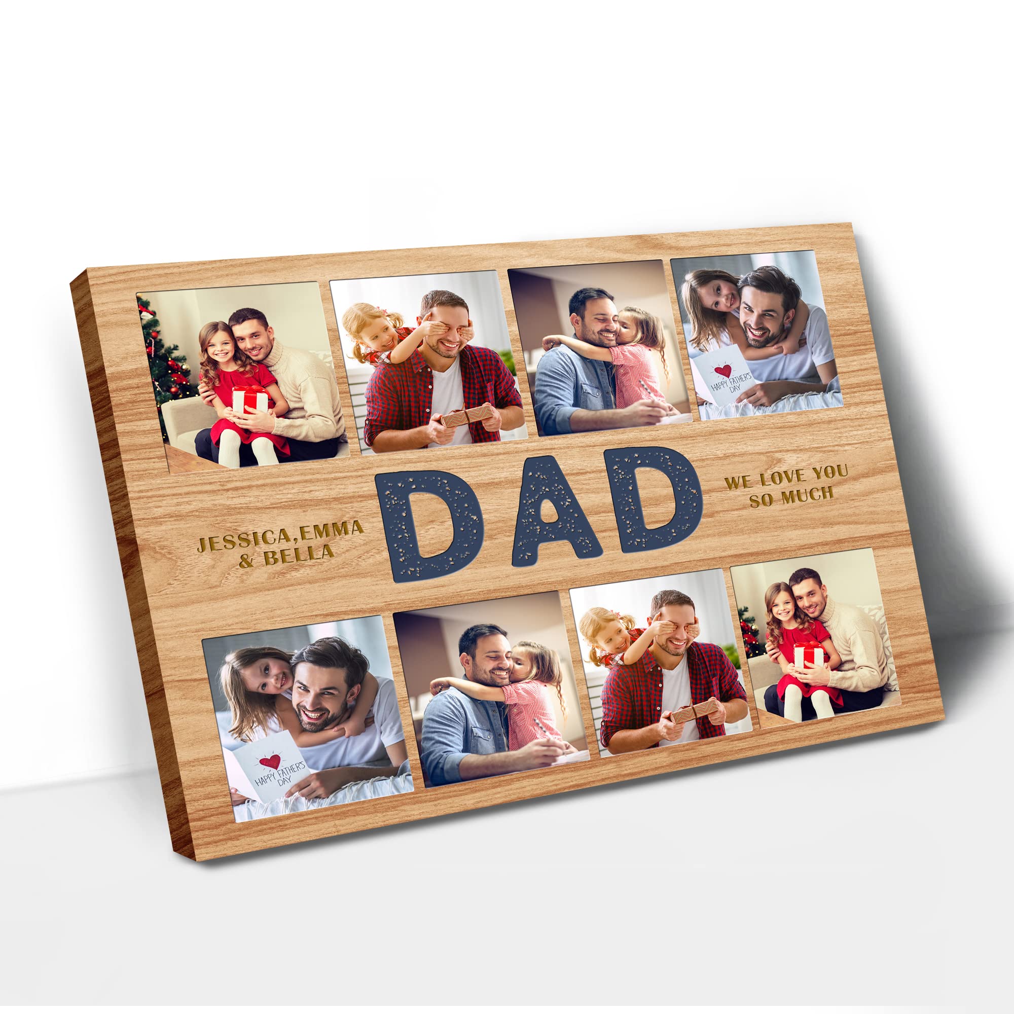 Custom Personalized Dad Canvas Wall Art with Photo & Name - Father's Day Gift, Birthday Present, Home Decor - Made in USA | Perfect for Living Room, Office & Man Cave Decorations