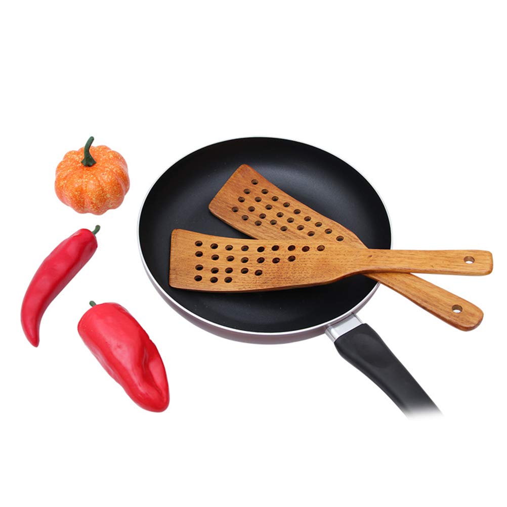 2-Pack Wooden Spatulas for Cooking - Natural Wood Non-Stick Kitchen Turner & Flipper - Perfect for Pancakes, Eggs, Stir-Frying and Sauteing - Eco-Friendly Wooden Cooking Utensil Set