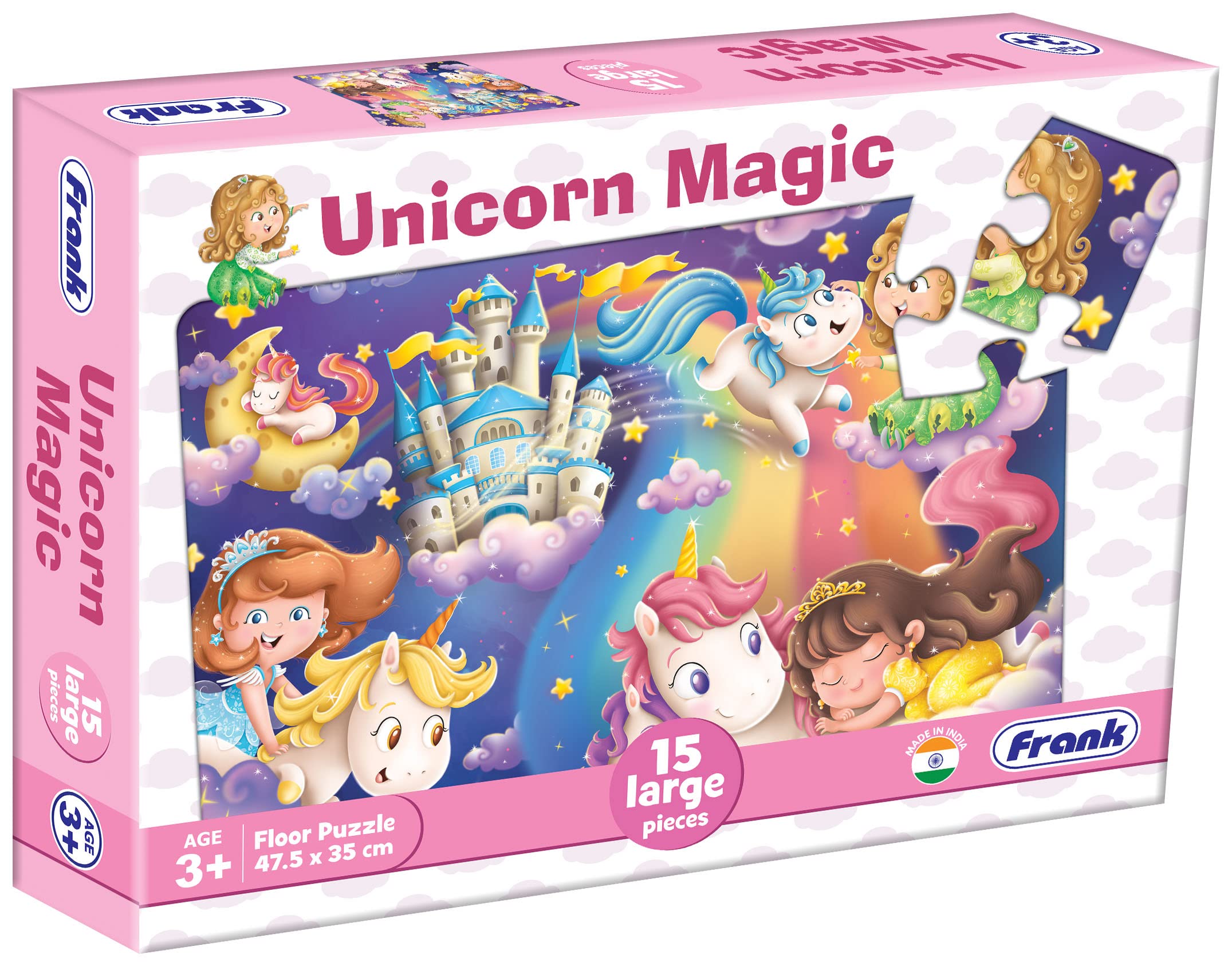 Frank Unicorn Magic Floor Jigsaw Puzzle for Kids Ages 3-7 | 15-Piece Educational Brain Booster Toy | Fun & Challenging Puzzle Game for Focus Development | Perfect Gift for Boys & Girls | Great for Playrooms, Classrooms & Birthday Parties