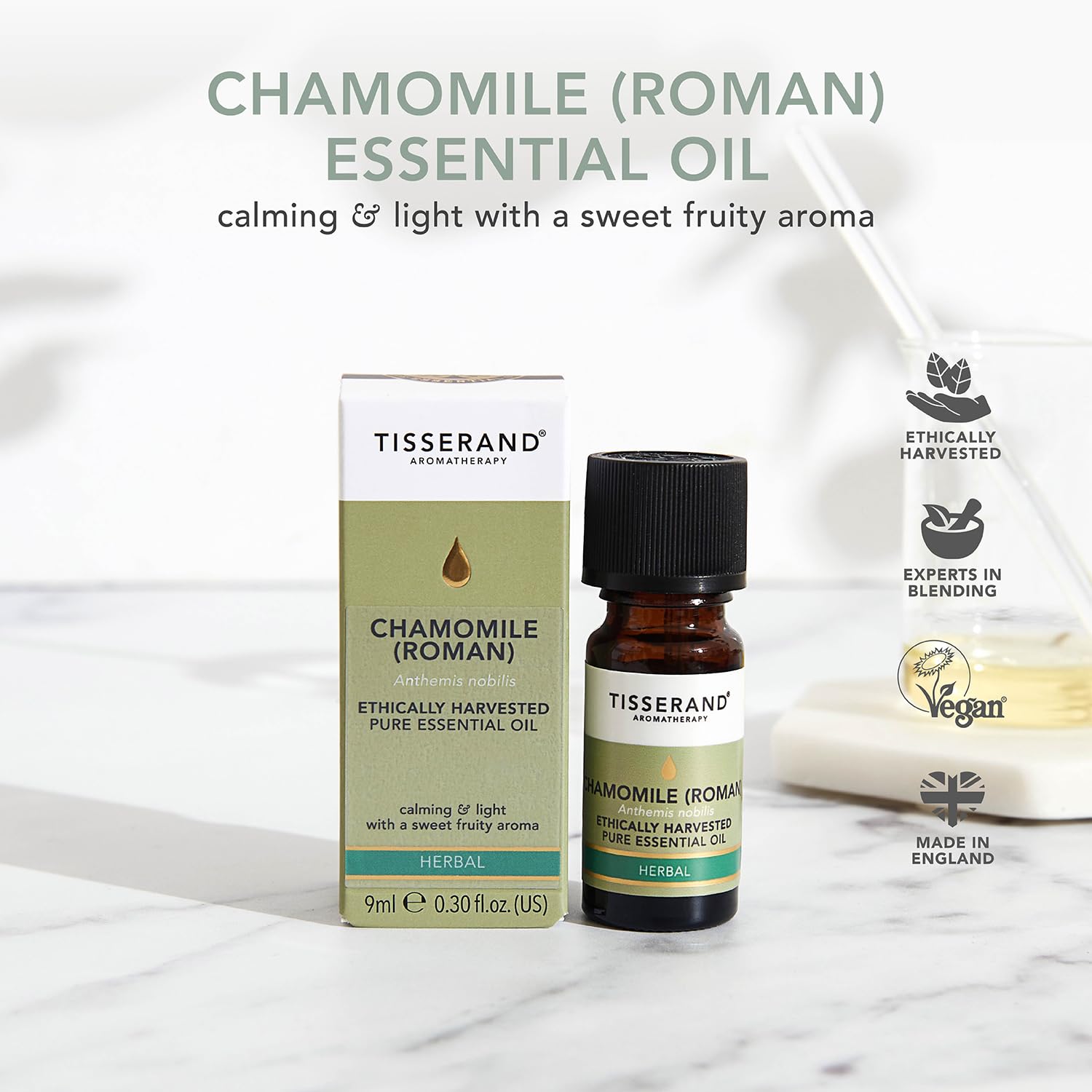 Organic Roman Chamomile Essential Oil by Tisserand - 0.33 oz (10ml) - 100% Pure, Natural Aromatherapy Oil for Relaxation, Sleep & Stress Relief - Perfect for Diffusers, Massage & Skincare