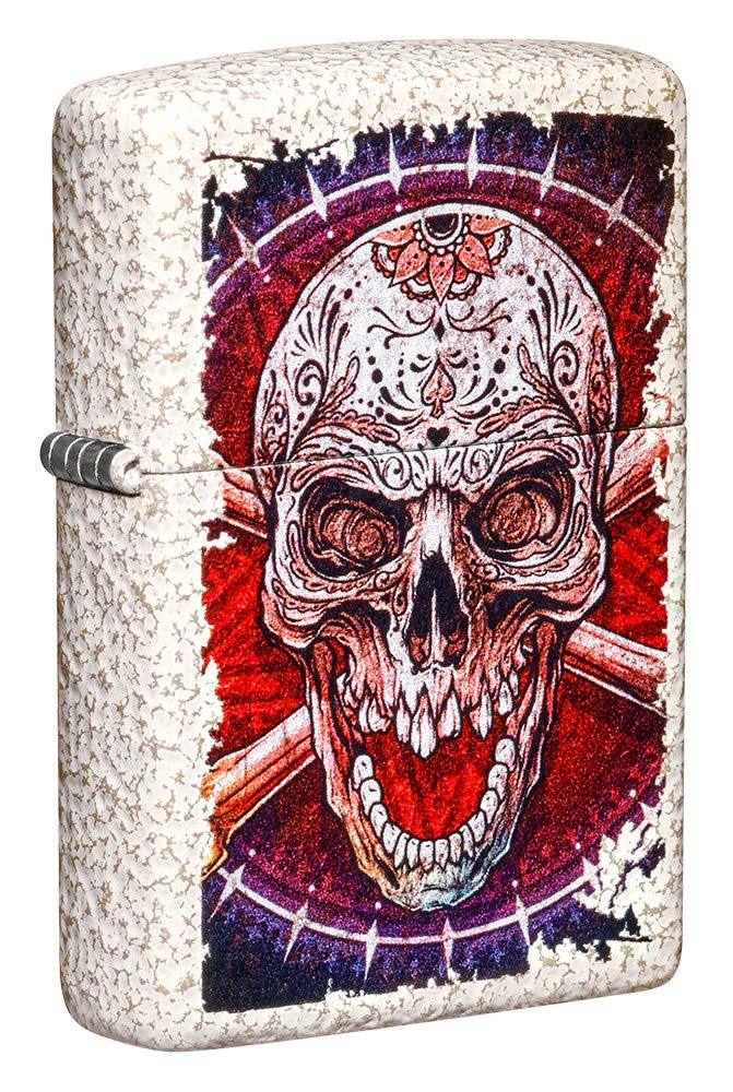 Zippo Sugar Skull Design Mercury Glass Pocket Lighter - Windproof Refillable Metal Lighter for Outdoor Camping, Hiking & Everyday Carry (ECL)