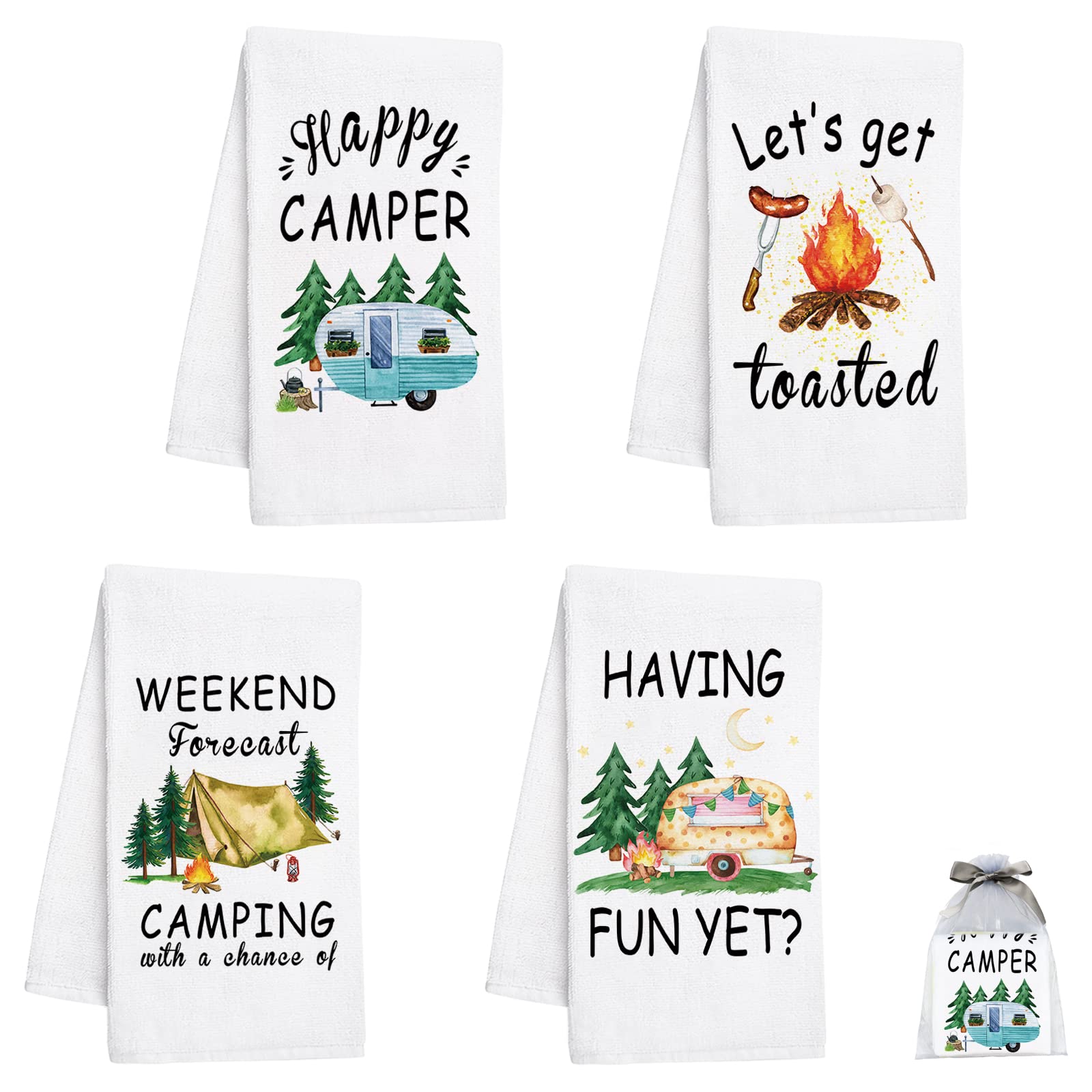 Premium Absorbent Hand Towels for Kitchen & Bathroom - Soft Cotton Tea Towels for RV, Camping, Housewarming Gifts - 16