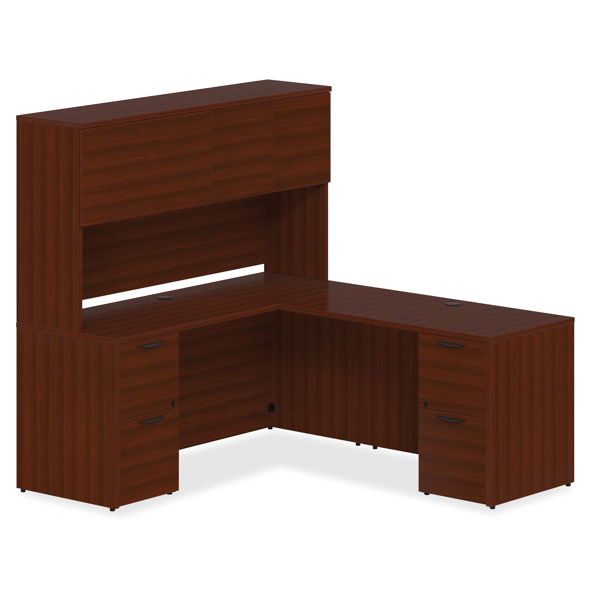 Lorell Prominence 2.0 Mahogany Laminate Left-Pedestal Bowfront Desk - Stylish Home Office Desk for Small Spaces, Perfect for Remote Work & Study