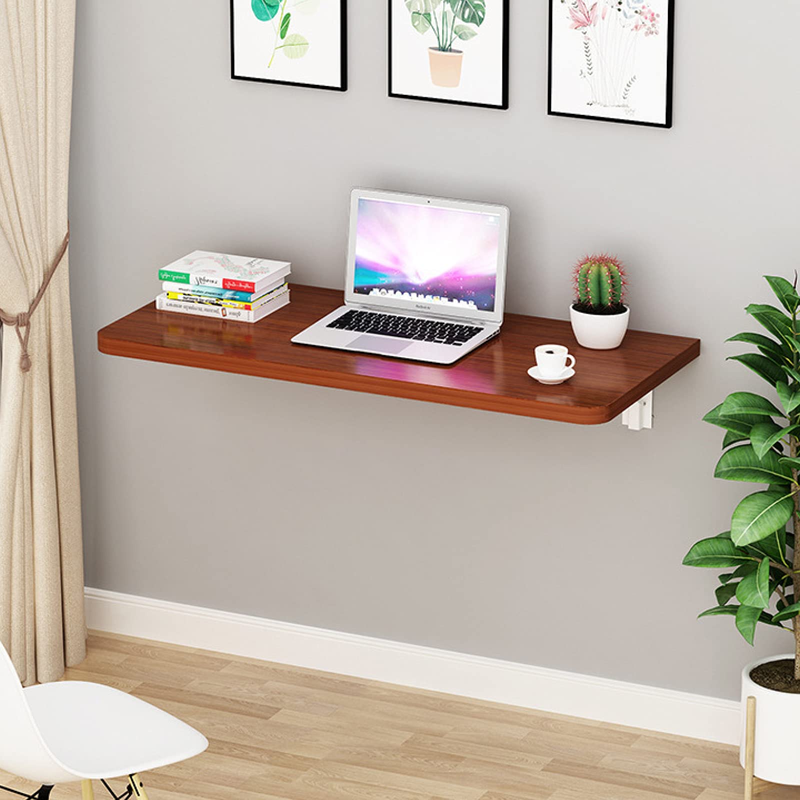 Wall Mounted Fold Down Desk - Space Saving Drop Leaf Dining Table, Small Wooden Desk for Laundry Room, Kitchen, Study, Bar (60x40cm) | Perfect for Apartments, Tiny Homes & Small Spaces