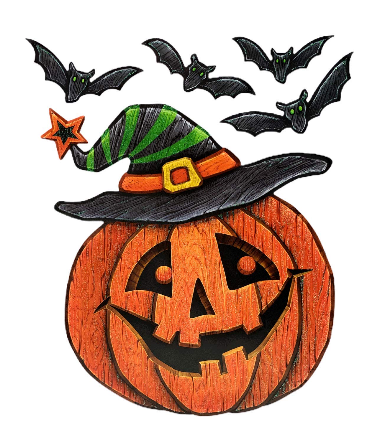 Halloween Window Clings Stickers - Jack-o-Lantern & Bats Vinyl Decals for Home, Car, Classroom Decor - Perfect for Halloween Party, School Events & Spooky Home Decorations