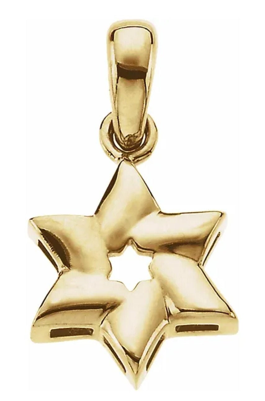 14K Solid Gold Star of David Pendant - Sterling Silver & Gold Jewish Necklace for Men & Women - Perfect for Hanukkah, Bar Mitzvah & Religious Gifts