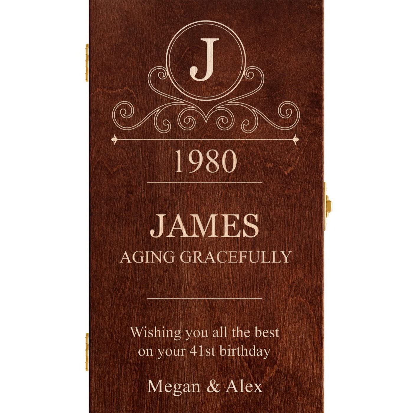 Premium Engraved Wooden Wine Gift Box for Men - Sommelier Presentation Case with 2 Separate Bottle Slots - Personalized Initials - Perfect for Anniversary, Birthday & Father's Day Gifts - Luxury Wine Storage & Display for Home Bars