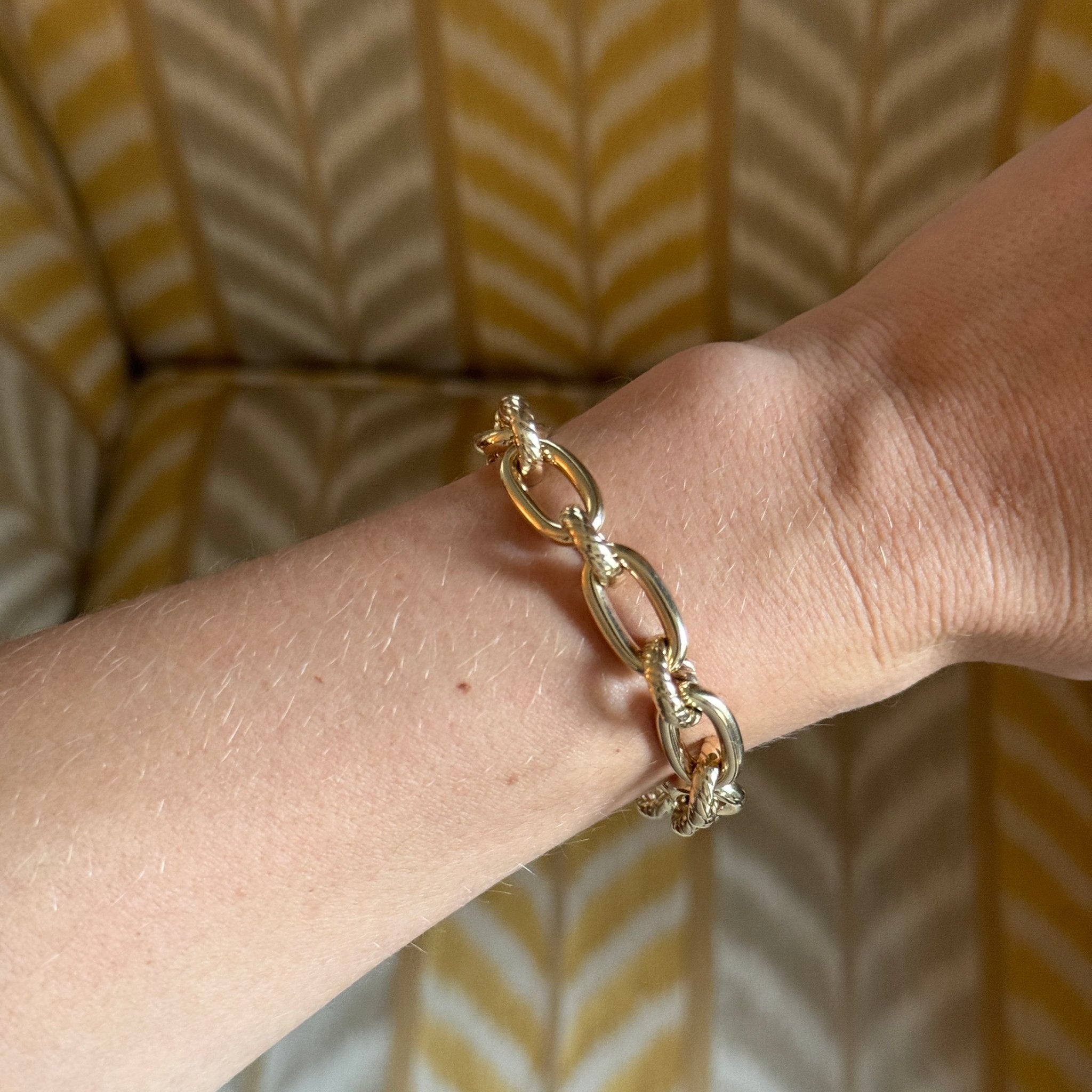 14K Yellow Gold Italian Rope & Polished Link Bracelet for Women - Elegant Jewelry Gift for Anniversary, Birthday & Special Occasions