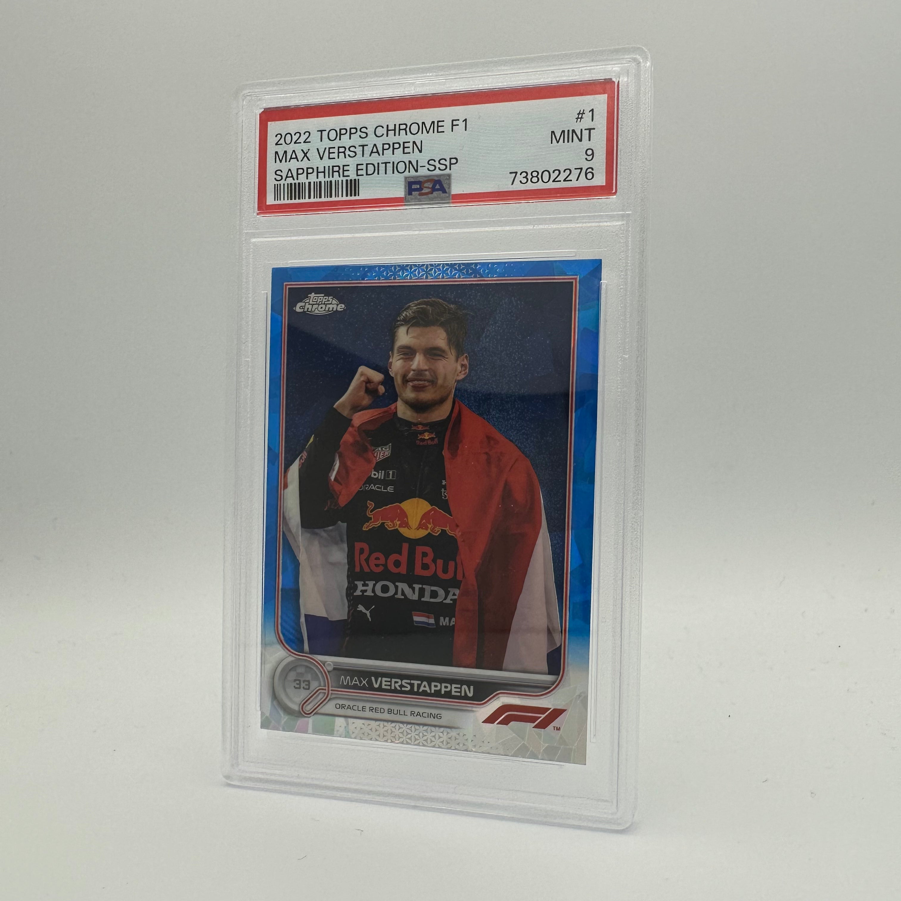 PSA 9 MAX VERSTAPPEN #1 SAPPHIRE EDITION SPP Trading Card - Rare Collectible Sports Memorabilia for F1 Fans & Card Collectors - Perfect for Display, Investment & Racing Enthusiasts