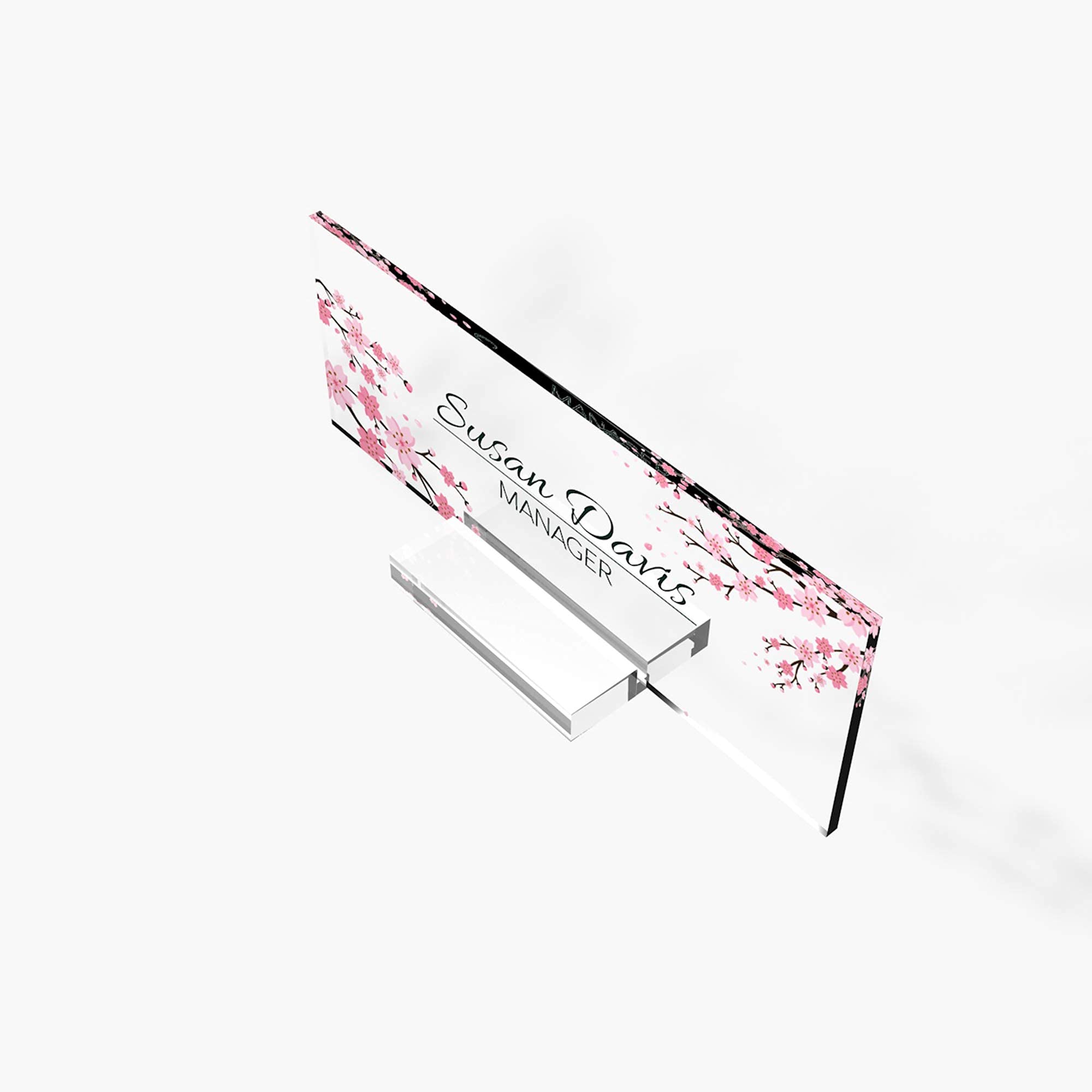 Personalized Desk Name Plate - Modern Office & Home Decor for Women, Teachers - Cherry Blossom Design (8