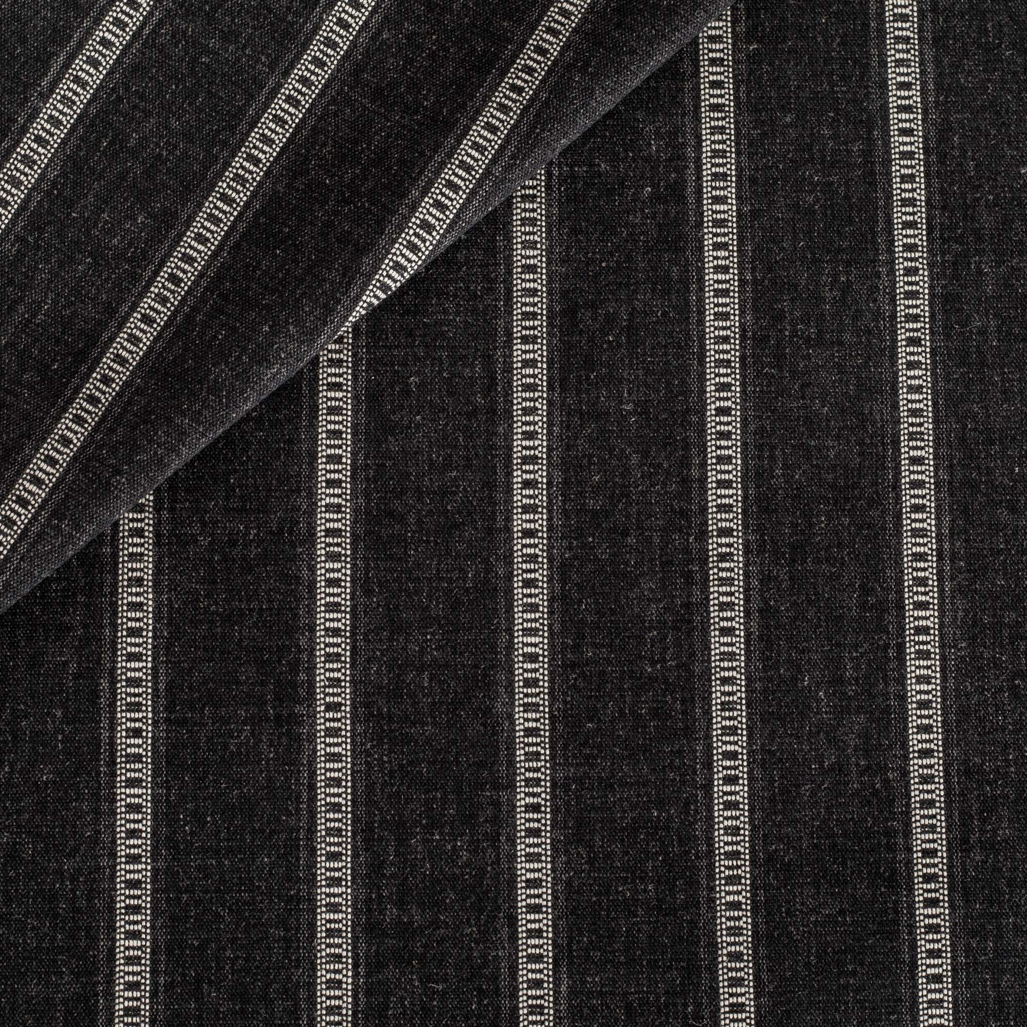 Brunswick Stripe Fabric - Premium Onyx Black Upholstery Material for Sofa, Chair & Home Decor | Perfect for Living Room, Bedroom & Office Furniture