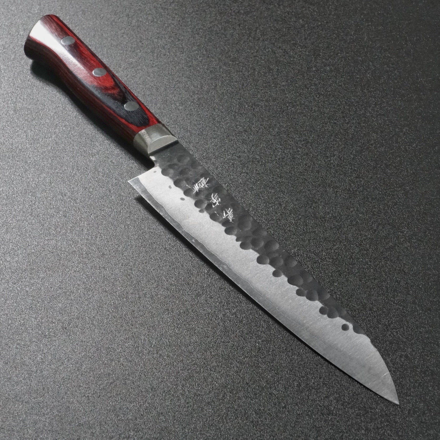 Premium Yoshimi Kato 150mm Hammered Aogami Super Blue Petty Knife with Bolster - Japanese Kitchen Knife for Precision Slicing, Peeling & Fruit Cutting