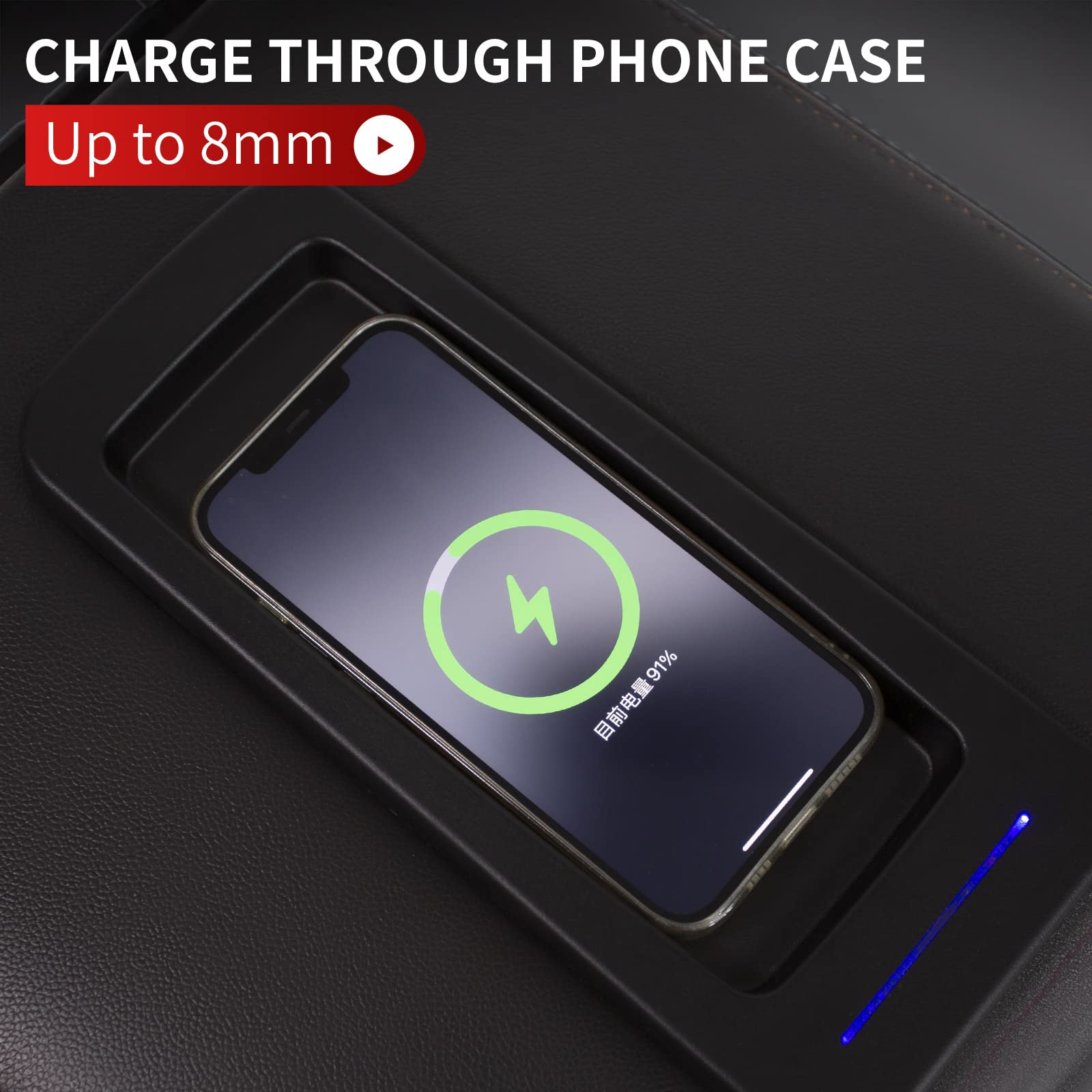 Xipoo Wireless Car Charger Pad for 2007-2014 Chevy Silverado & GMC Sierra - Qi Fast Charging Tray Replacement - Perfect for Center Console - Ideal for Road Trips & Daily Commutes
