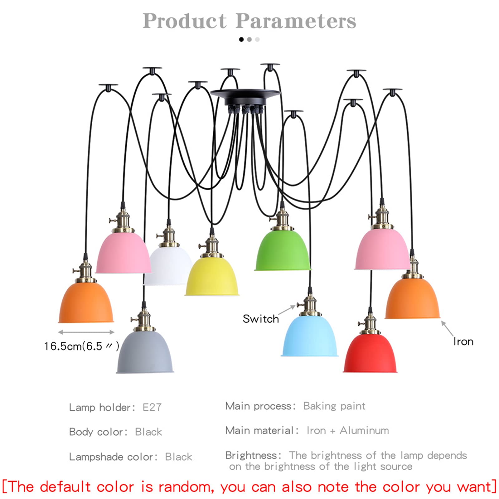 Adjustable DIY Spider Pendant Light - Modern Industrial Metal Chandelier Ceiling Lamp for Bedroom, Kids Room & Nursery - Gray Hanging Lighting Fixture (Perfect for Home Decor, Loft, Cafe & Restaurant Lighting)