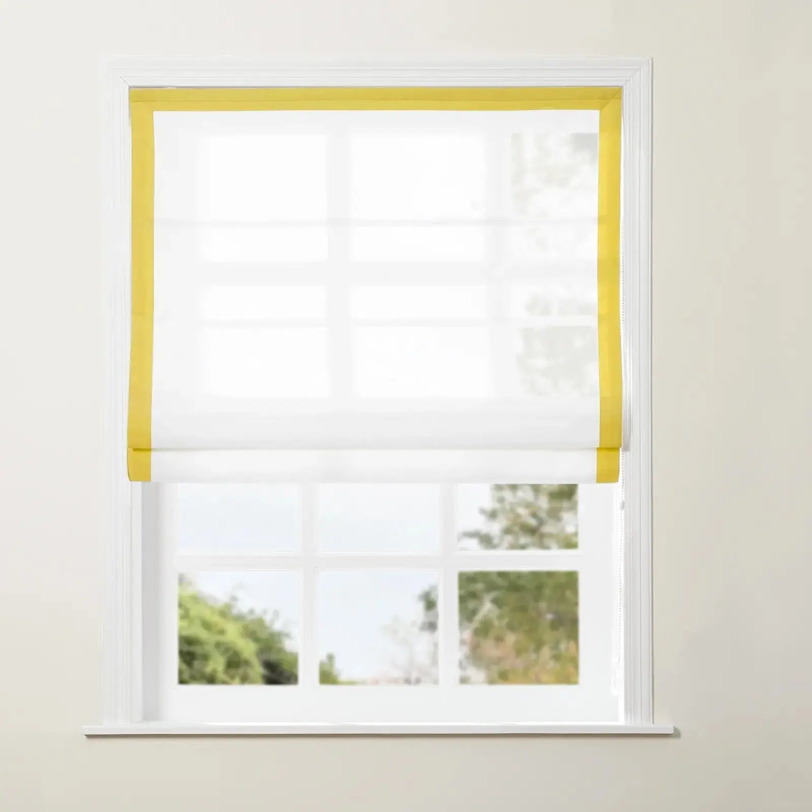 Tyrone Roman Shade with Border Cord Lift - Classic Window Treatment for Living Room & Bedroom - Blackout Fabric for Light Control & Privacy