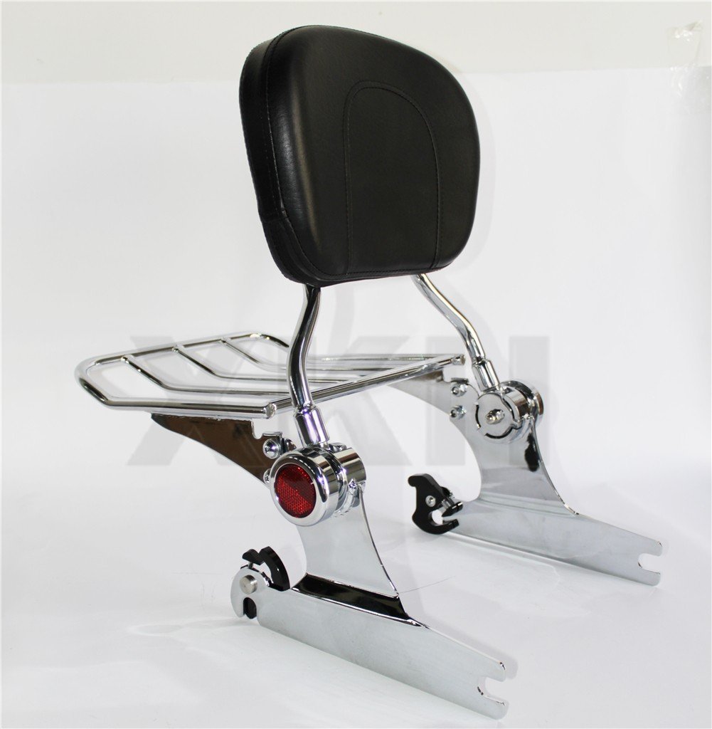 Chrome Sissy Bar Luggage Rack for Harley Davidson Softail Deluxe 2006-2017 - Heavy Duty Backrest & Storage Solution for Motorcycle Touring & Long Rides