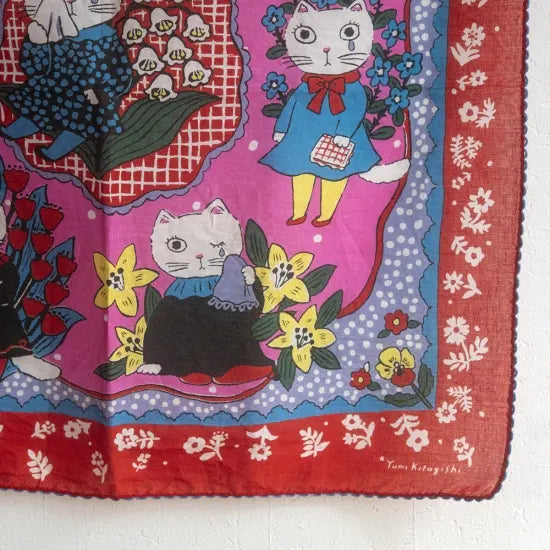 Yumi Kitagishi Handkerchief - Elegant Red Cotton Handkerchief for Tears, Gifts & Special Occasions | Perfect for Weddings, Funerals & Emotional Moments