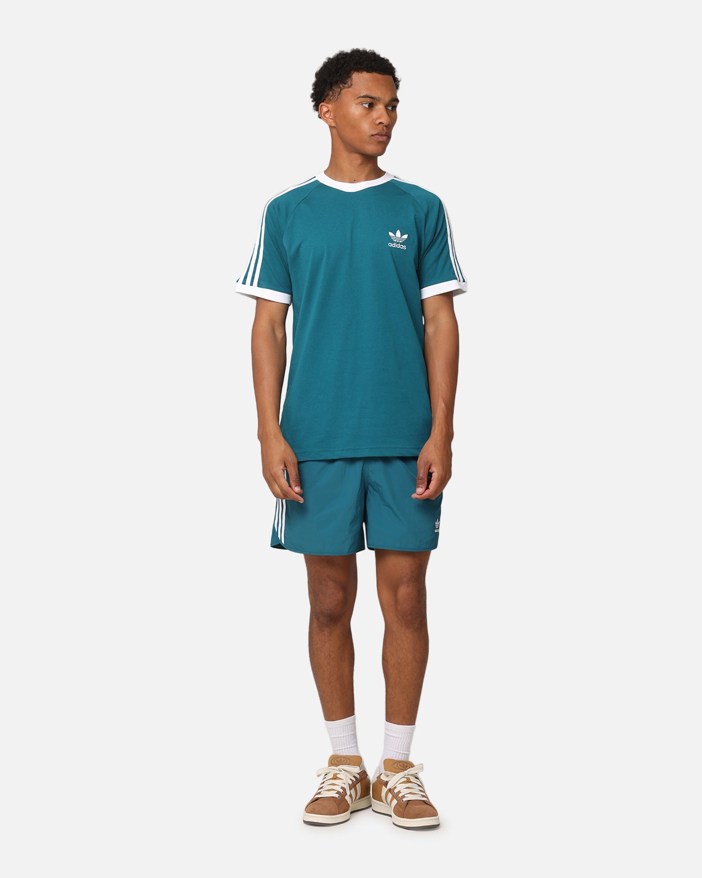 Adidas Classics 3 Stripes T-Shirt for Men - Soft Cotton Teal Blue Casual Shirt - Perfect for Gym, Running & Streetwear Fashion