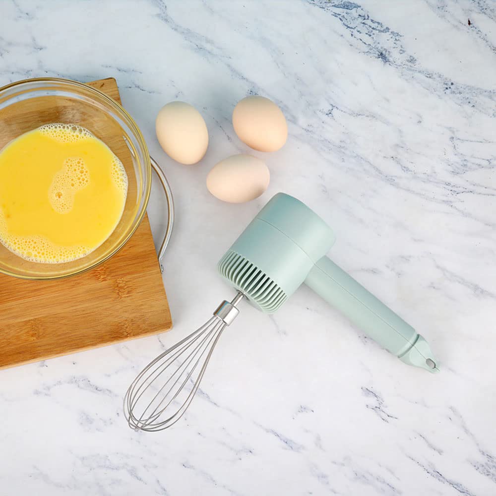 3-Speed Mini Electric Hand Mixer - Portable Egg Beater for Baking, Whipped Cream & Egg Whites | Compact Blender for Kitchen, Camping & Small Spaces (Green/White)