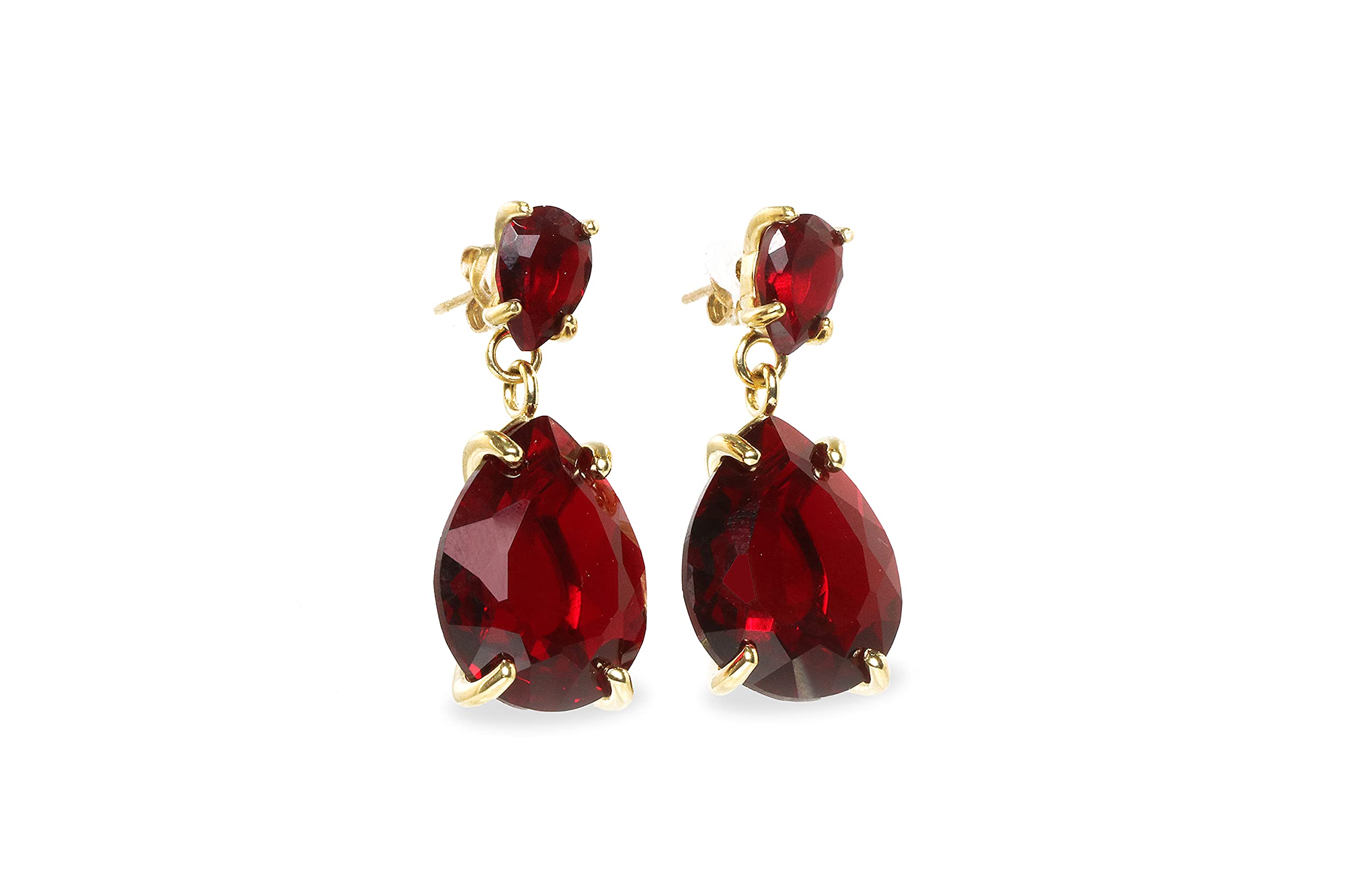 Anemone Vibrant Double Garnet Earrings - Handmade January Birthstone Jewelry for Women - Luxury Red Dangle Earrings - Perfect for Weddings, Anniversaries & Gifts - Elegant Evening Wear & Special Occasion Jewelry