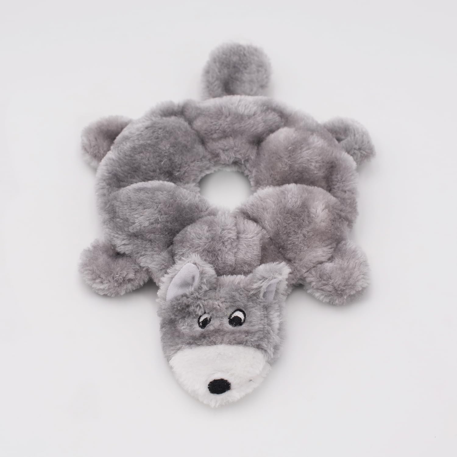 ZippyPaws Loopy No-Stuffing Dog Toy - Squeaky Chew Toy for Small to Large Dogs - Wolf Design for Playtime & Training