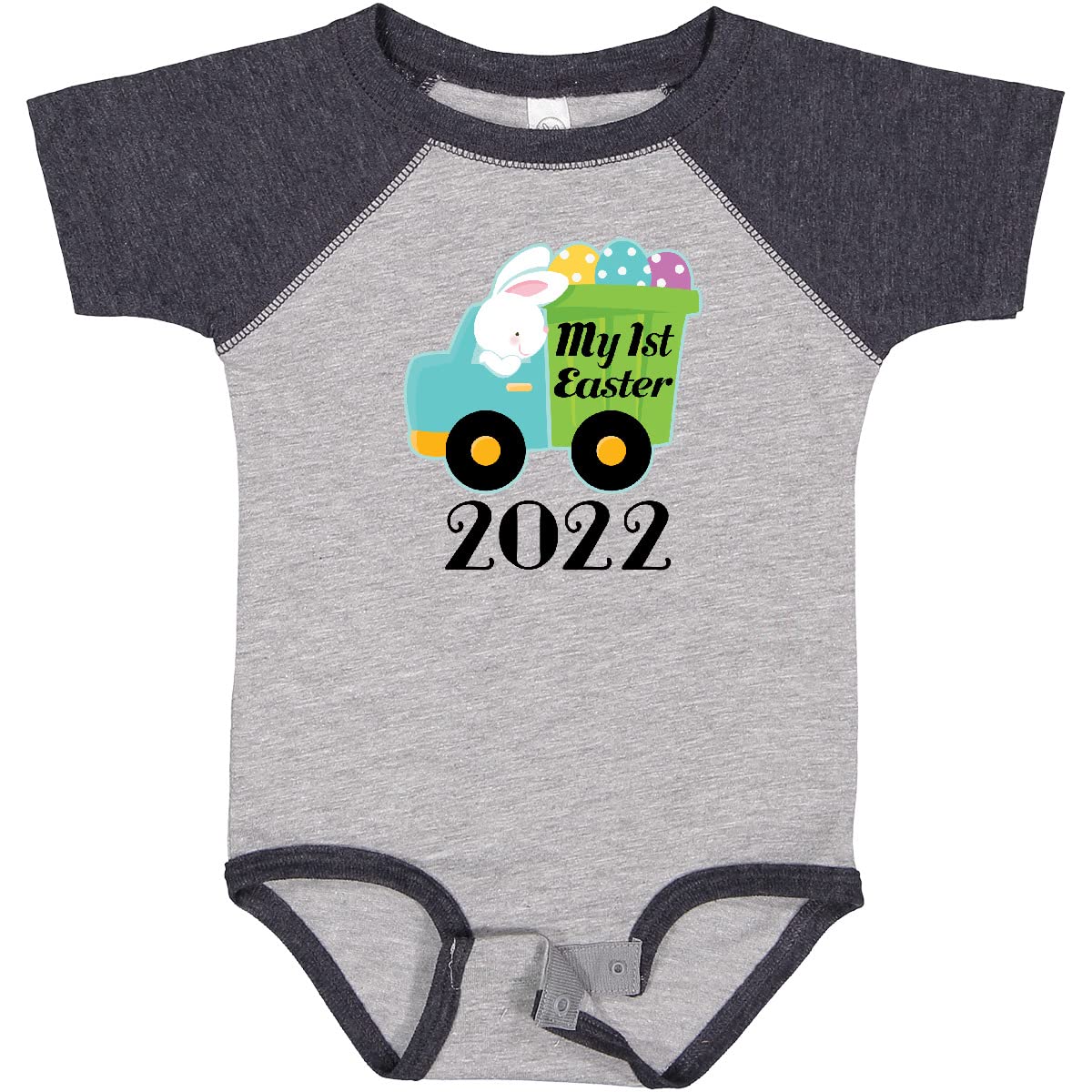 Inktastic Baby's 1st Easter 2022 Bunny Egg Truck Baby Bodysuit - Cute Easter Outfit for Infants & Newborns - Perfect for Easter Photos, Family Gatherings & Holiday Celebrations