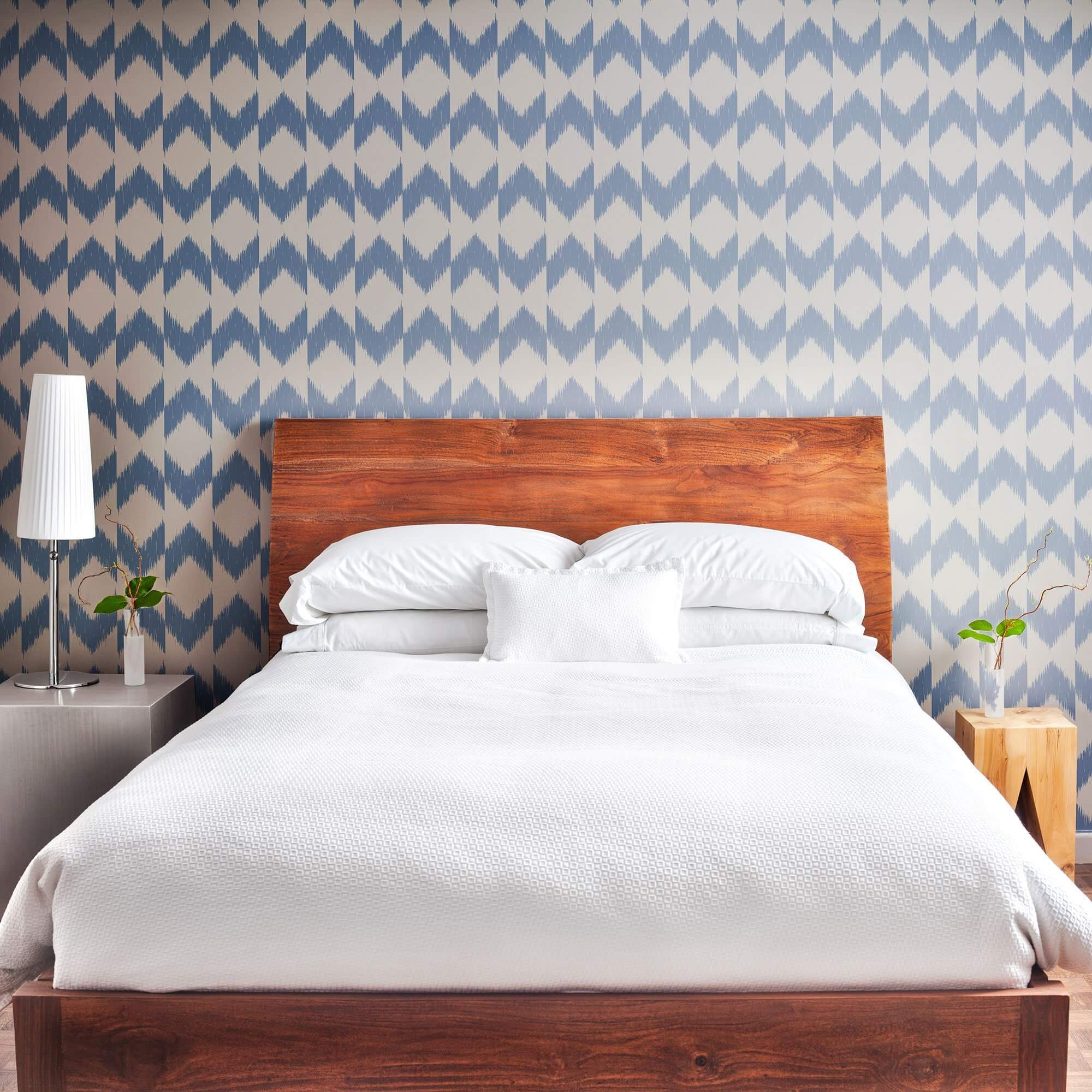 Blue Ikat Geometric Peel and Stick Removable Wallpaper 5475 - Self-Adhesive Wall Decor for Bedroom, Living Room & Nursery - Easy to Install & Remove