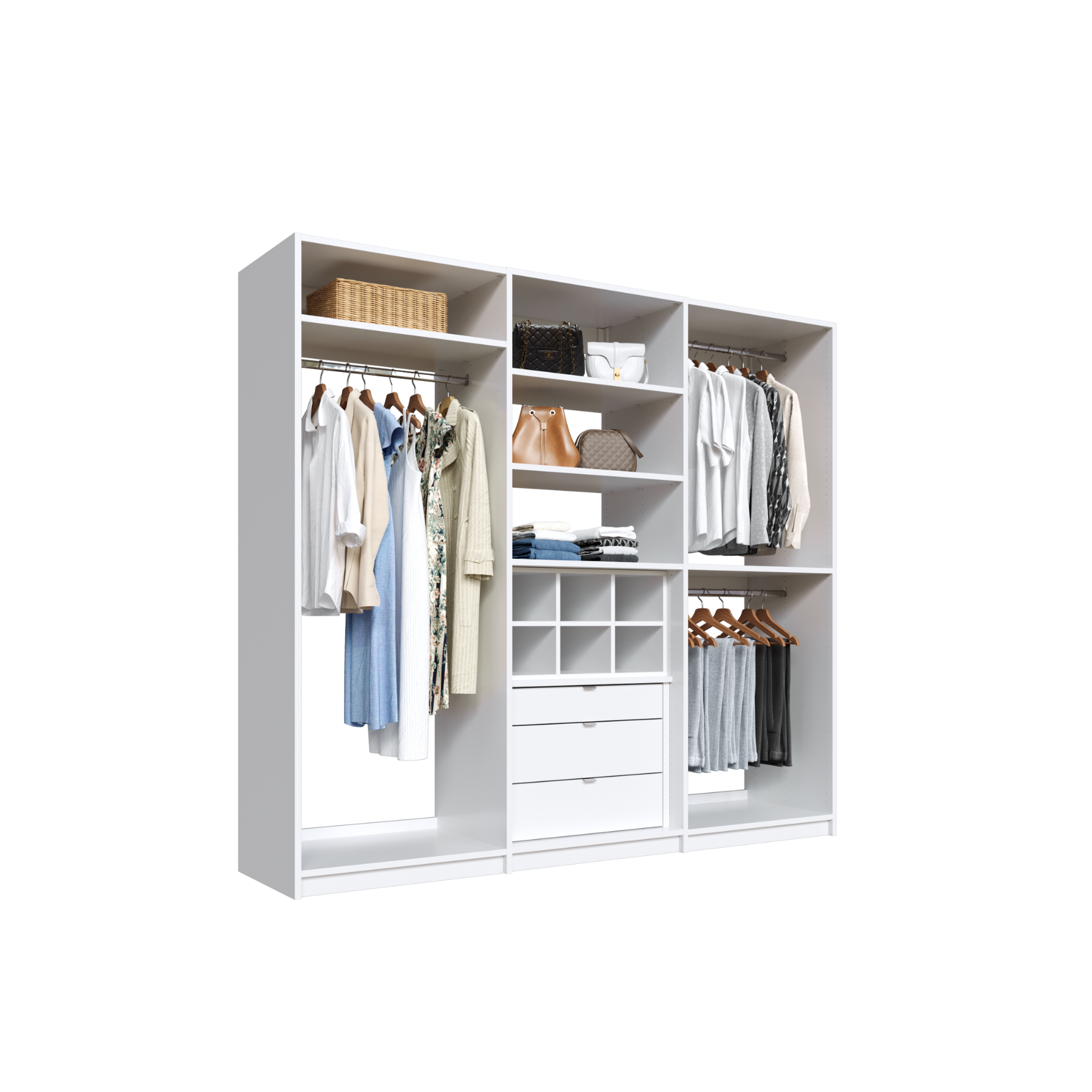 Full-Length Mirror Closet Doors - Classic Framed Wardrobe with Adjustable Shelves for Bedroom, Living Room, and Dorm Organization