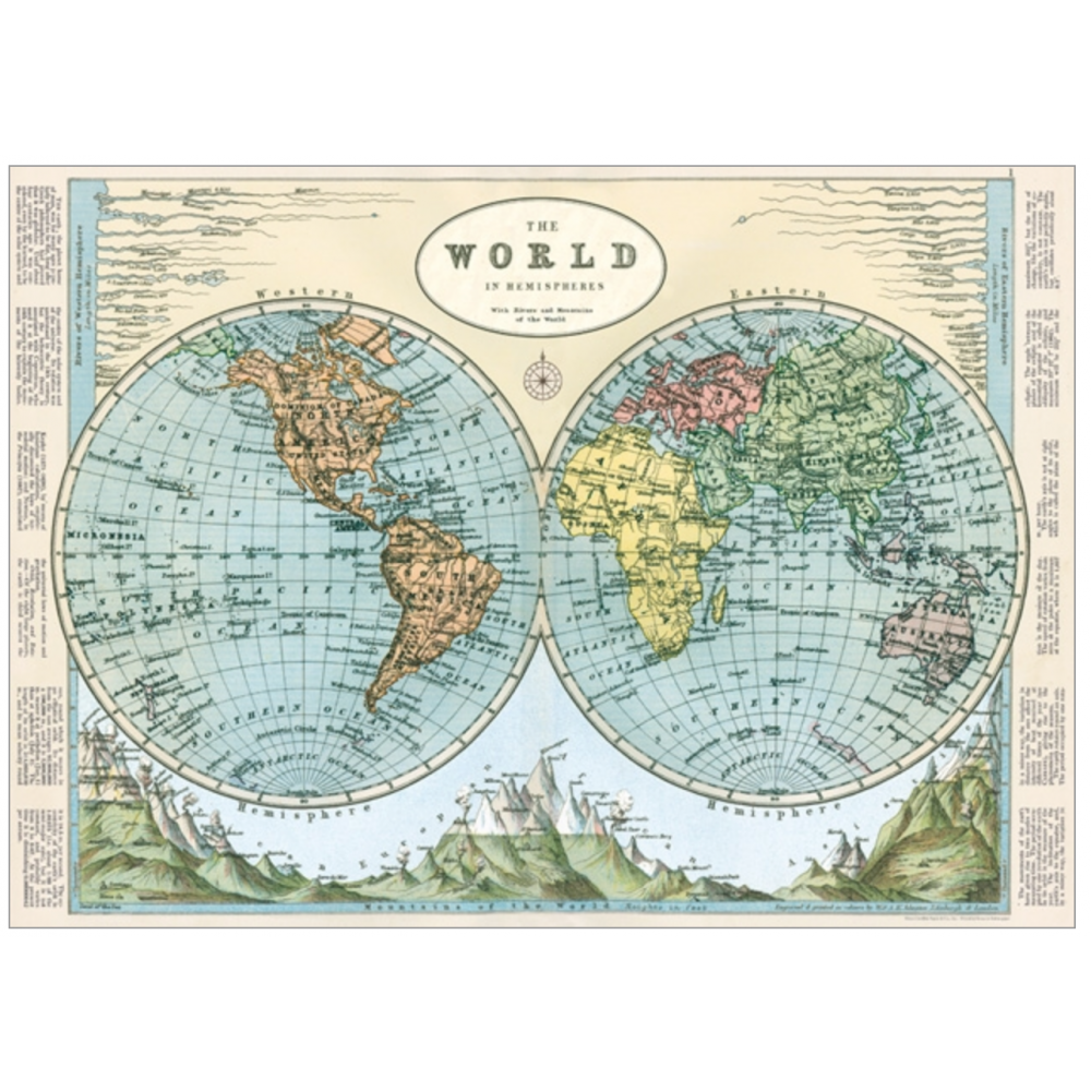 Premium Wrap Hemisphere Map 2 - Detailed World Map Wall Art for Home & Office Decor | Perfect for Geography Lovers, Classrooms & Travel Enthusiasts
