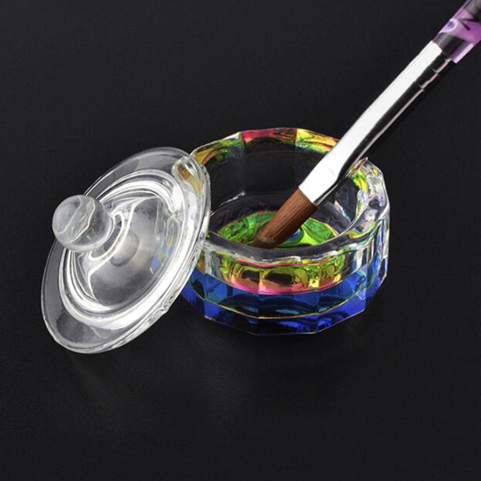 LOSA 12-Sided Dappen Dish Glass Bowl with Lid for Nail Art - Perfect for Acrylic, Gel, and Dip Powder Nail Designs