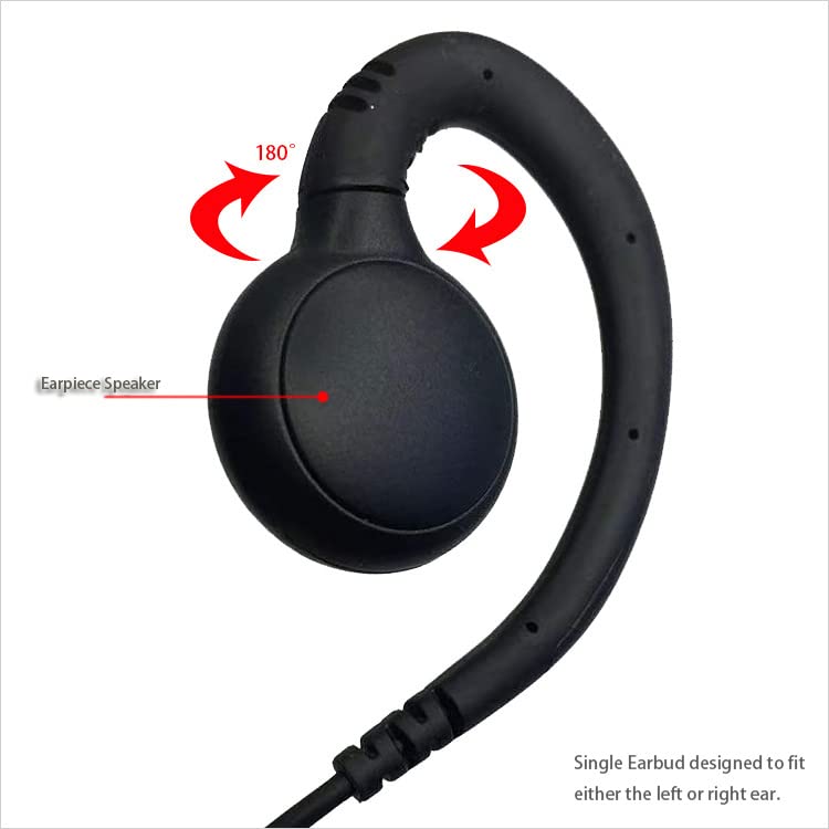 MONICONA C-Shaped Walkie Talkie Earpiece Headset with Microphone - Compatible with Motorola CLPe Plus, CLP446e, CLP1010e, CLP1080e, CLP1083e (2-Pack) - Ideal for Security, Construction, and Event Staff Communication