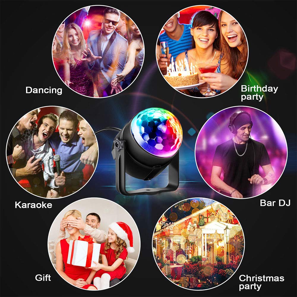 Disco Ball Party Lights - Sound Activated DJ Rave & Strobe Lights with Remote Control | Stage Lighting Effects for Birthday, Christmas, Wedding, Bar & Kids Parties | Create Club Atmosphere at Home