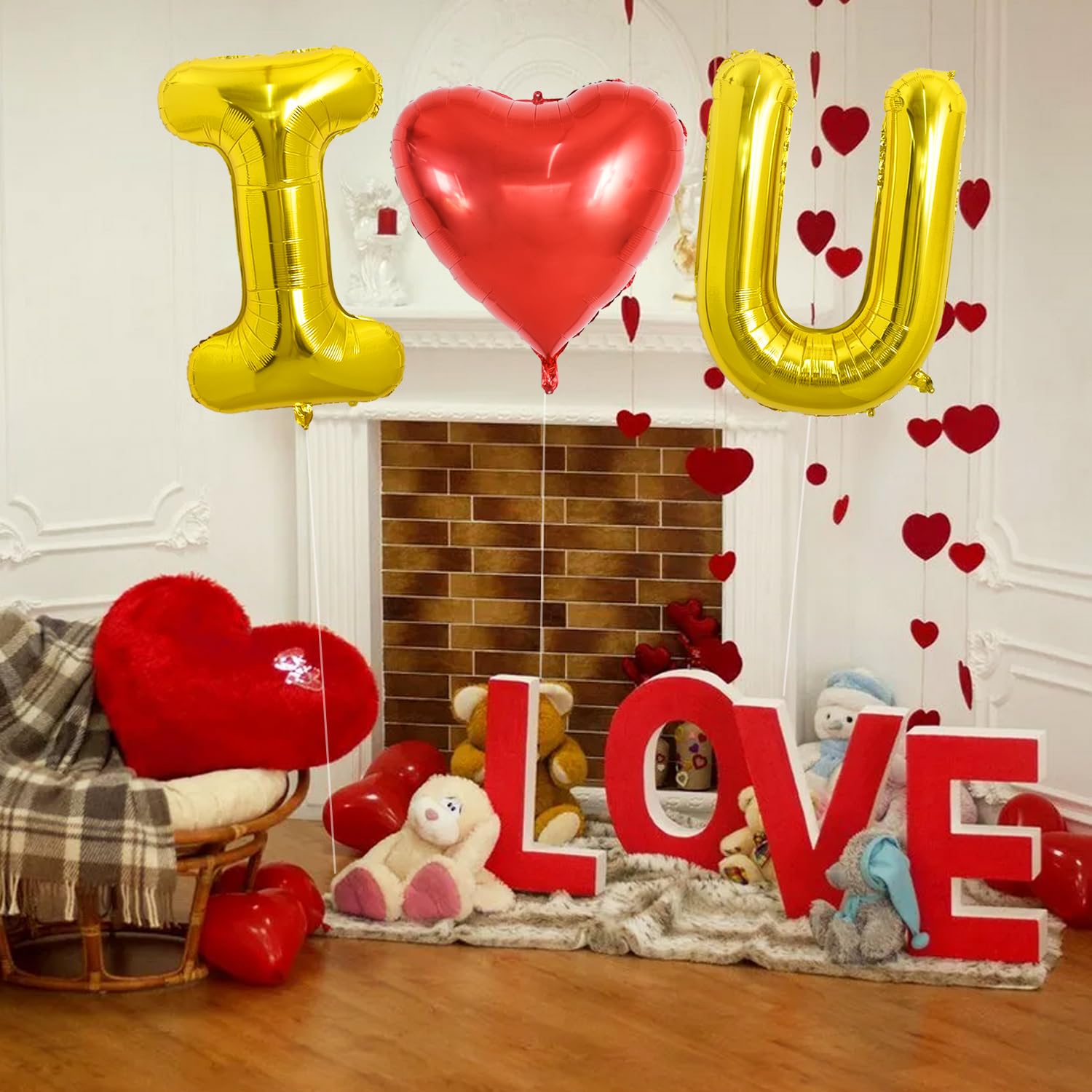 TONIFUL 40 Inch I Love You Foil Balloons - Giant Heart Shaped Letter Balloons (Gold, 3Pcs) for Valentine's Day, Wedding, Bridal Shower, Anniversary & Engagement Party Decorations - Perfect for Romantic Proposals, Photo Backdrops & Surprise Celebrations