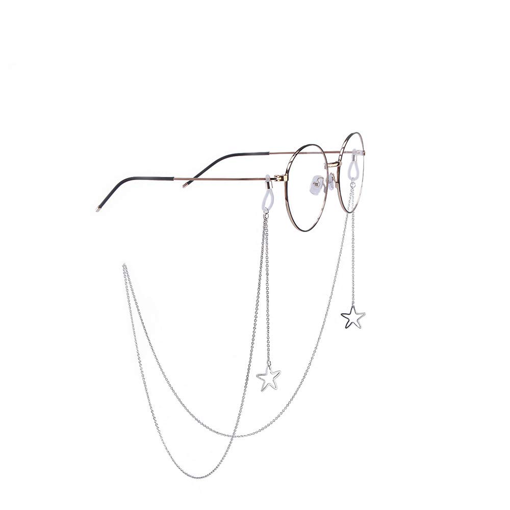 Stylish Metal Star Eyeglass Chain for Women & Girls - Adjustable Glasses Holder for Reading Glasses & Sunglasses - Perfect for Work, School & Fashion Accessories