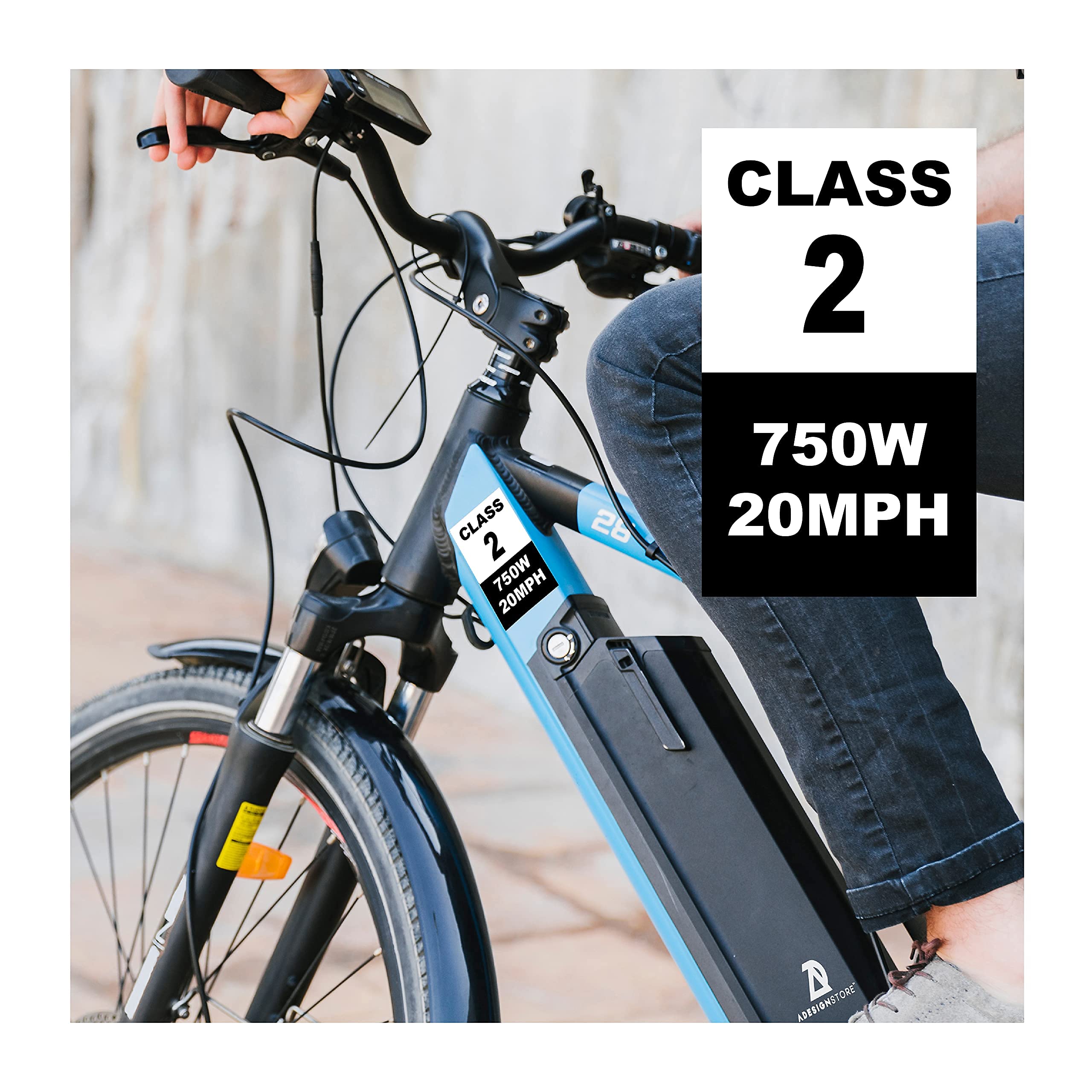 750W Electric Bike Frame Stickers - Class 2 eBike Identification Decals (20MPH, Weatherproof Vinyl, Set of 4 Removable Stickers) - Perfect for eBike Registration, Commuting & Off-Road Cycling