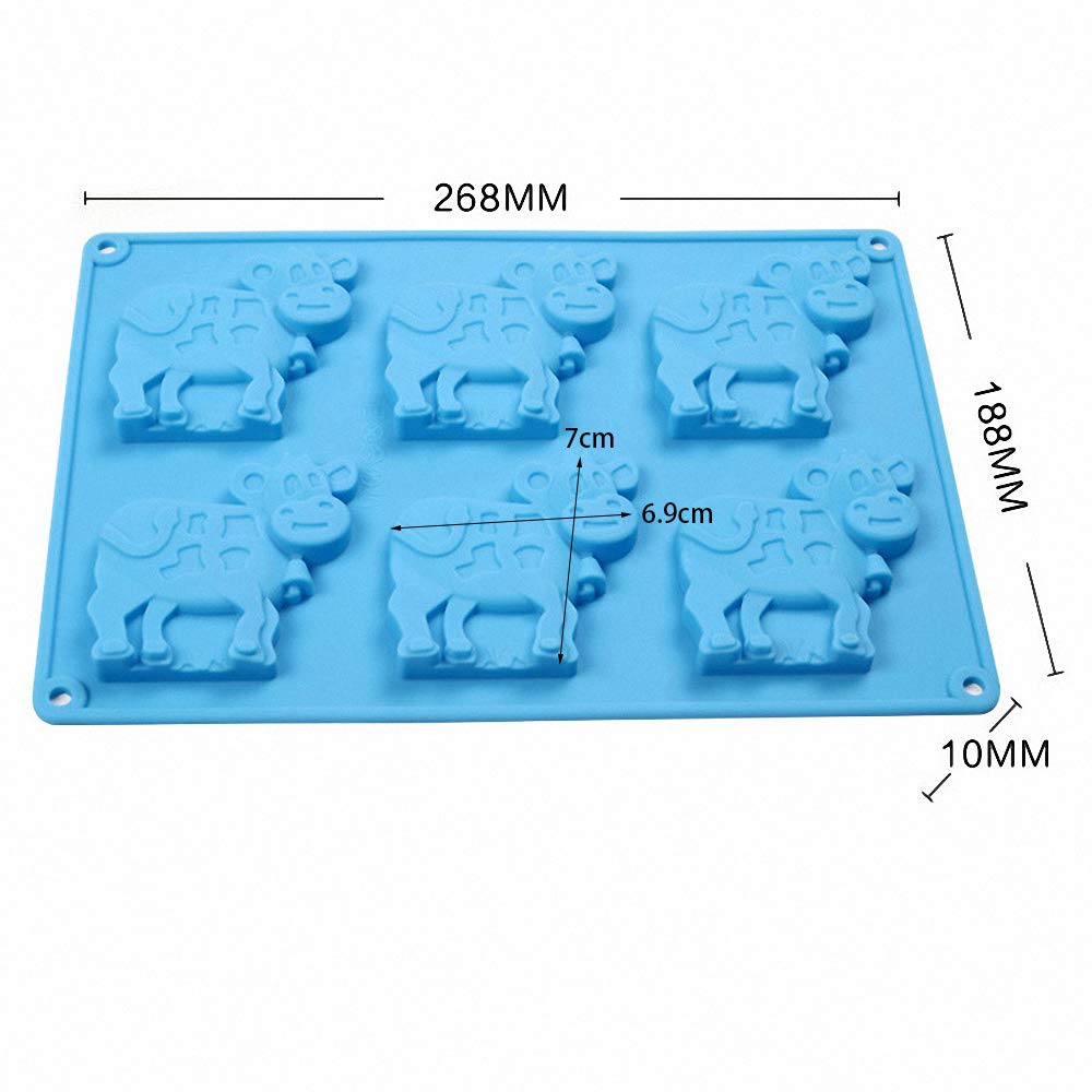2 Pack Cow Silicone Molds for Baking, Chocolate & Soap Making - DIY Cake Candy Fondant