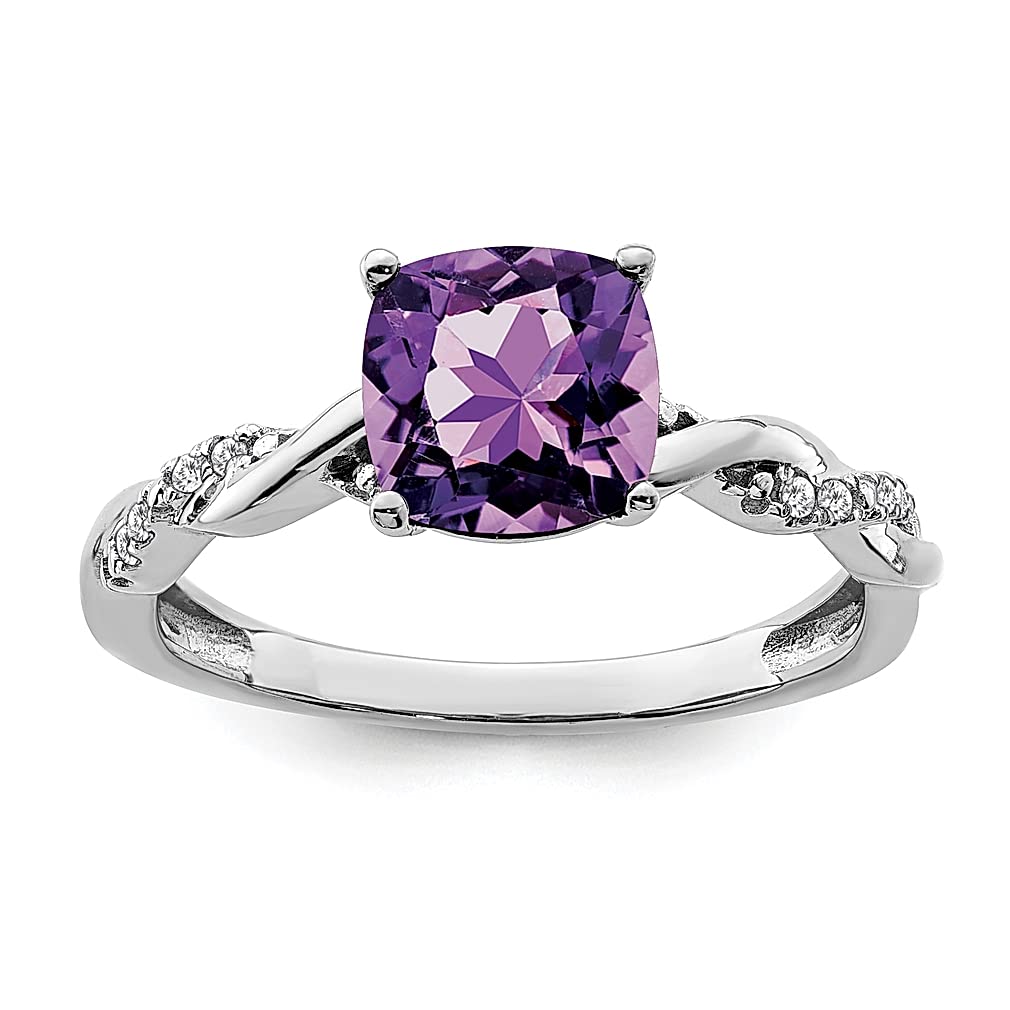 925 Sterling Silver Amethyst & Diamond Ring | February Birthstone Jewelry | Women's Fine Gemstone Ring | Elegant Gift for Her | Perfect for Valentine's Day, Anniversary & Special Occasions