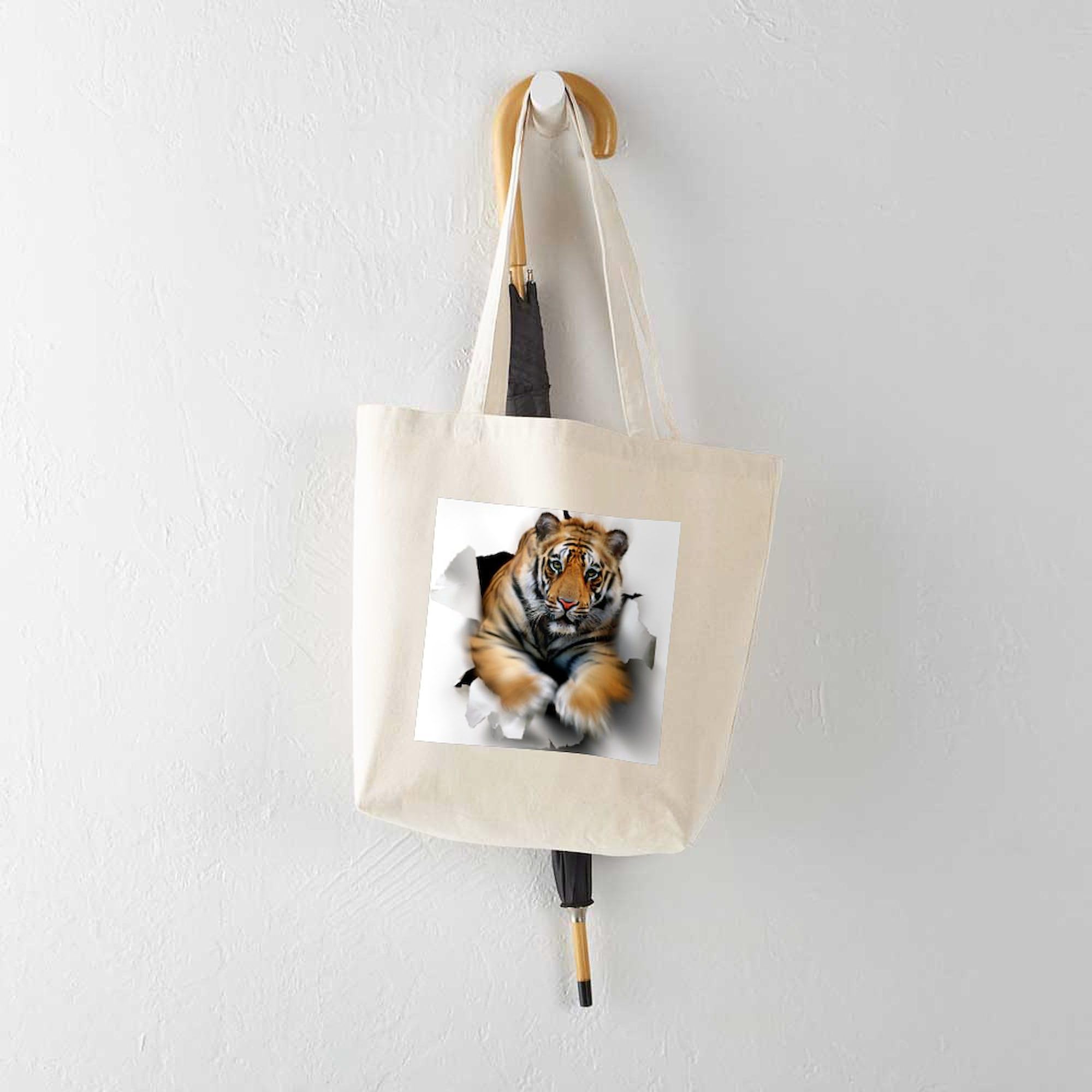 Stylish Tiger Artwork Canvas Tote Bag - Eco-Friendly Reusable Shopping Bag for Groceries, Beach & Daily Use
