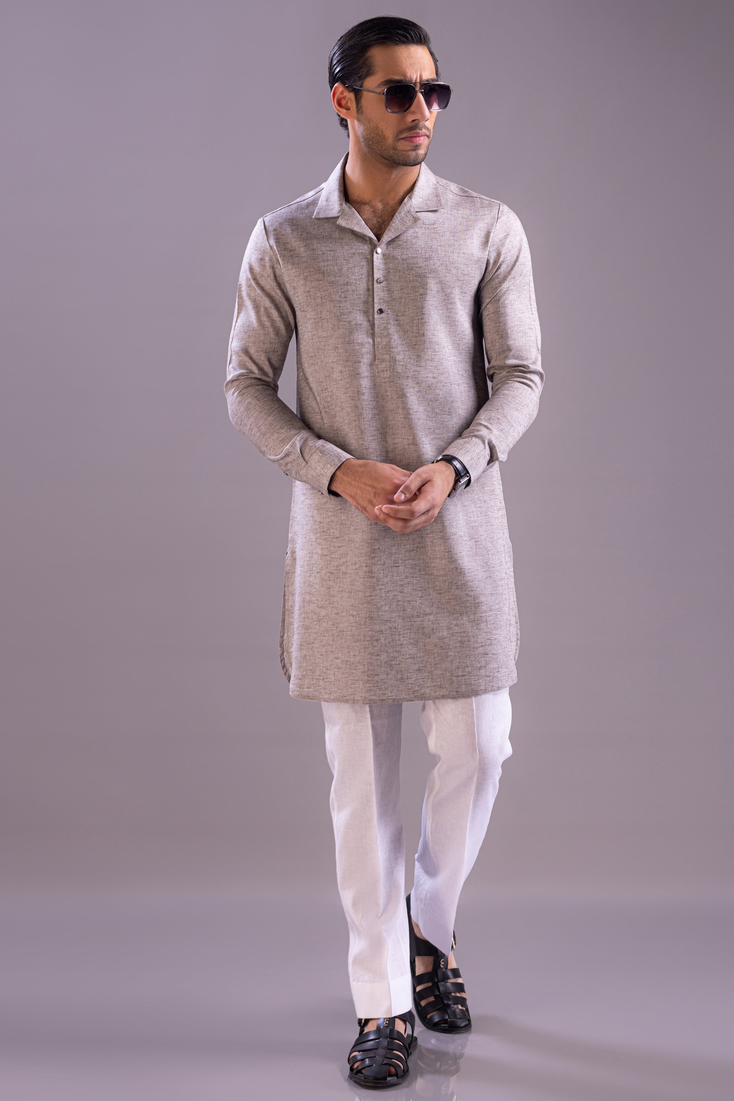 Stylish Blended Grey Kurta Trouser Set for Men & Women - Comfortable Ethnic Wear for Cast & Crew - Perfect for Festivals, Weddings & Cultural Events