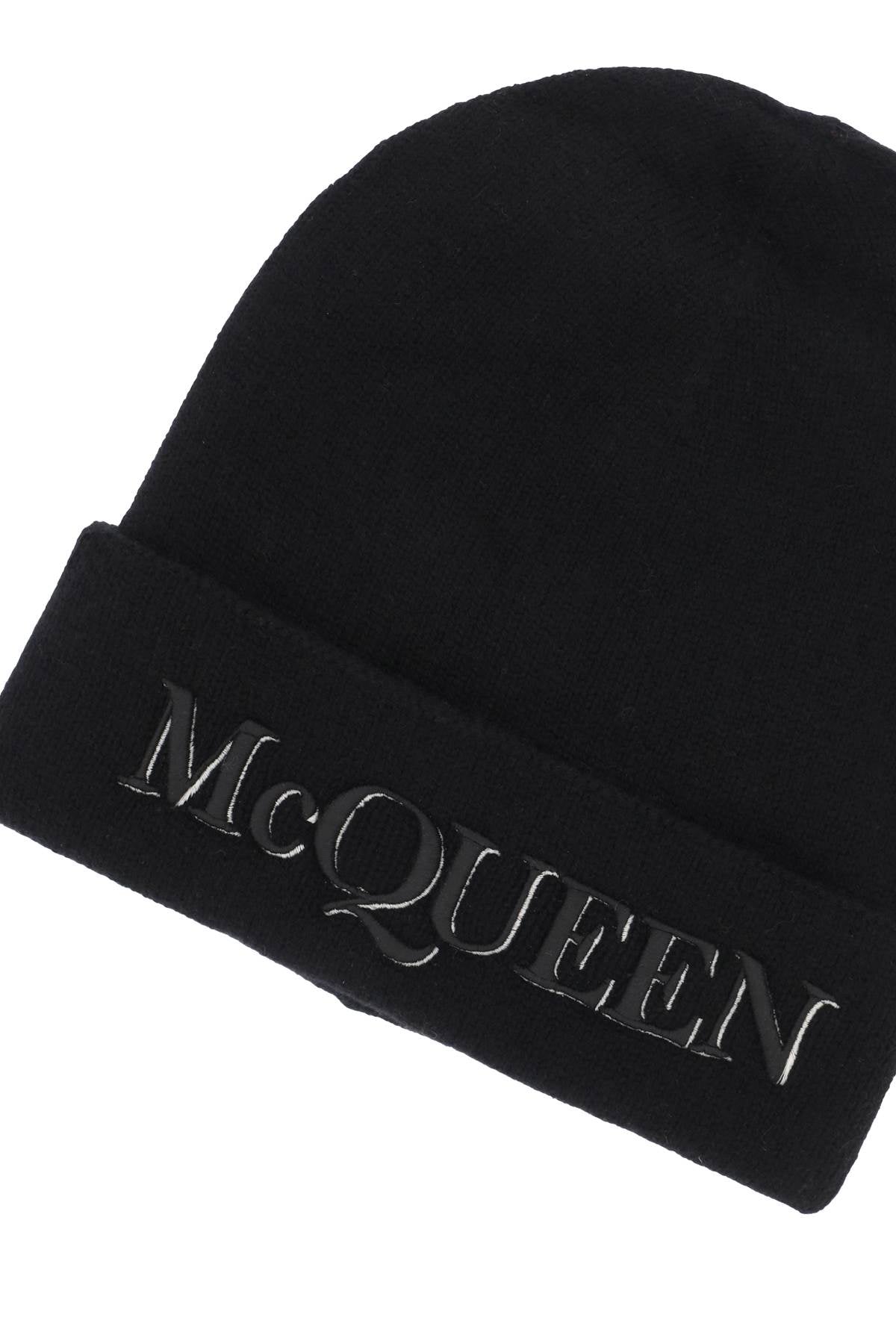 Alexander McQueen Cashmere Beanie with Logo Embroidery - Luxury Winter Hat for Men & Women - Perfect for Skiing, Travel & Cold Weather Fashion