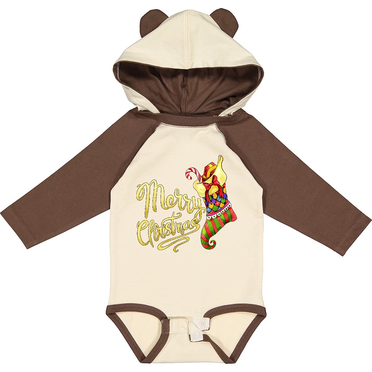 Inktastic Merry Christmas Watercolor Stocking Long Sleeve Baby Bodysuit - Perfect Holiday Outfit for Infants & Christmas Photo Shoots