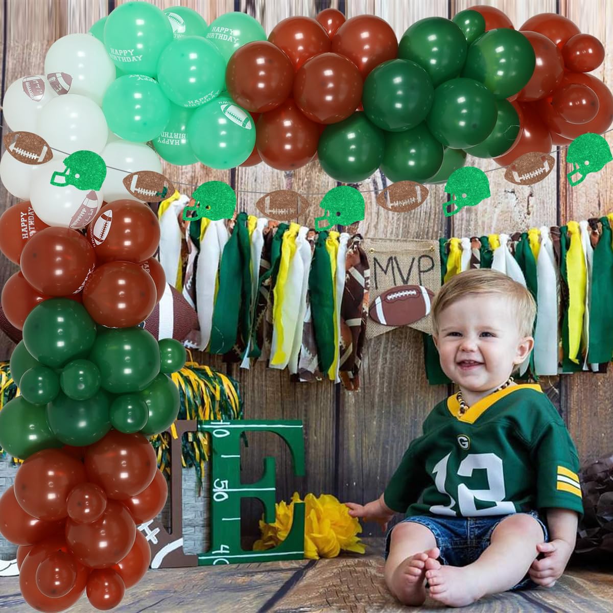 Jollyboom First Down Football Birthday Party Decorations Set - Football Themed 1st Birthday Supplies for Boys - Baby Shower & First Year Celebration Decor with Balloons | Perfect for NFL Football Themed Parties, Baby's Milestone Celebrations & Sports Lover Events